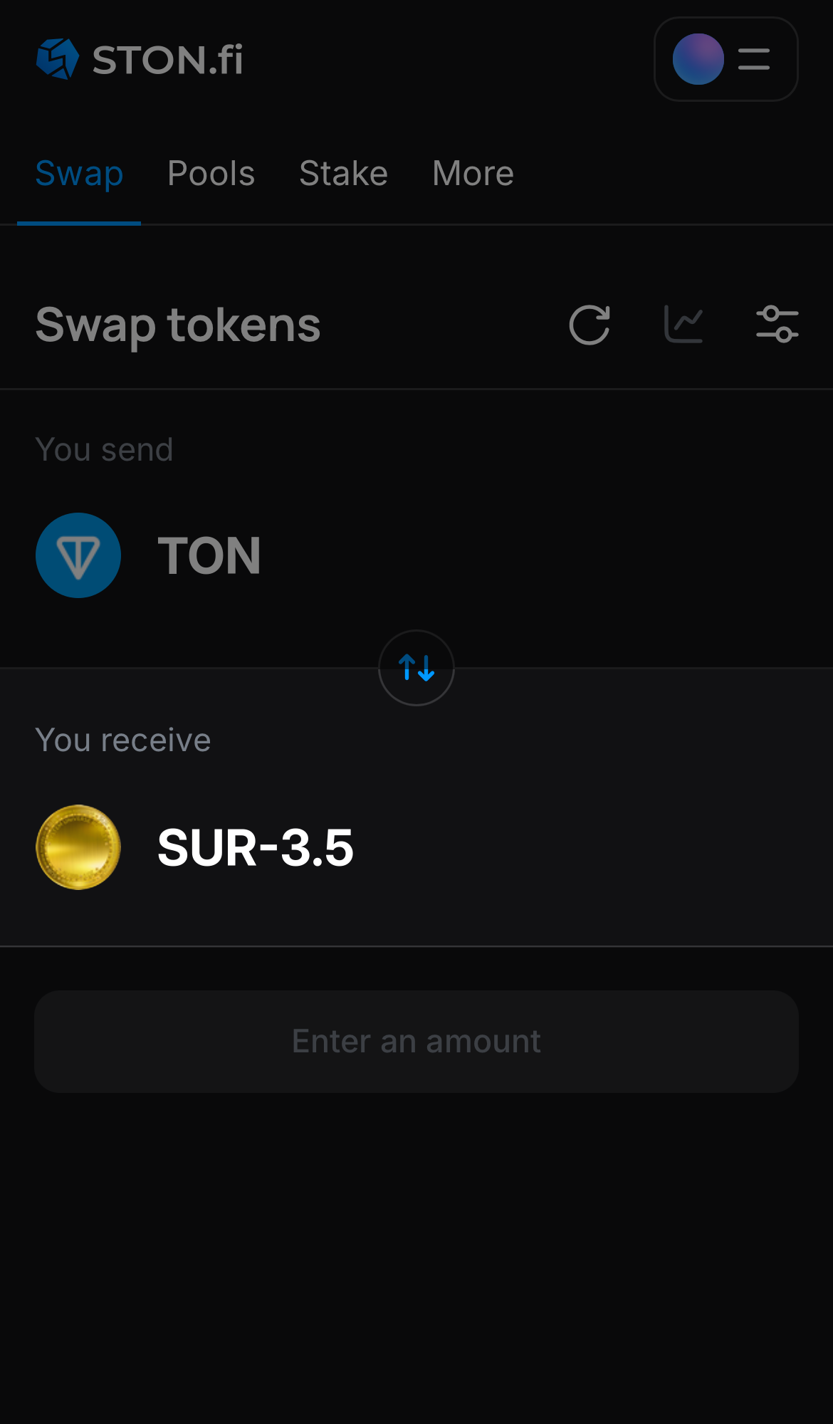 Elige SUR-3.5 en la casilla ‘You receive‘.