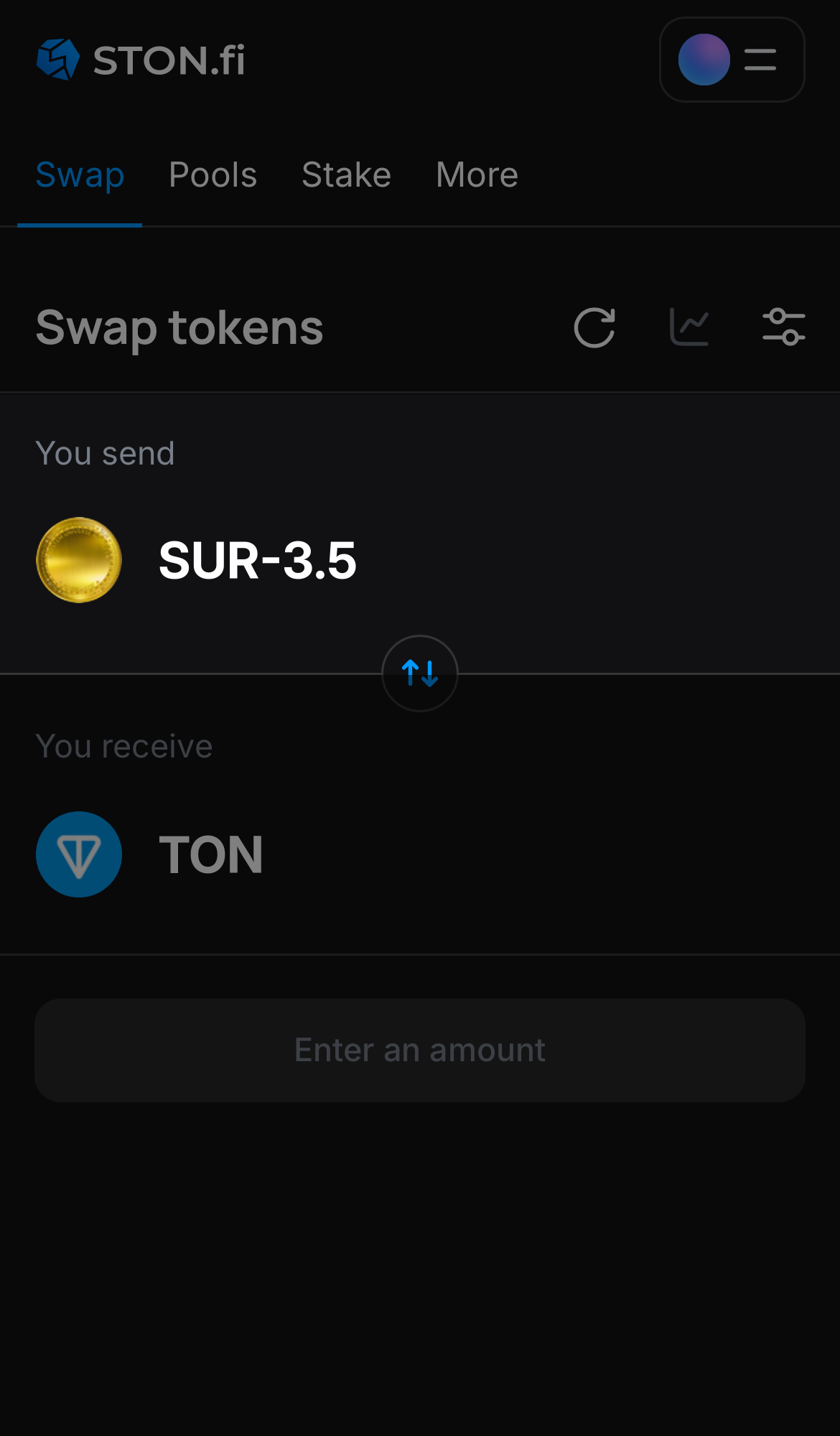 Elige SUR-3.5 en la casilla ‘You send‘.