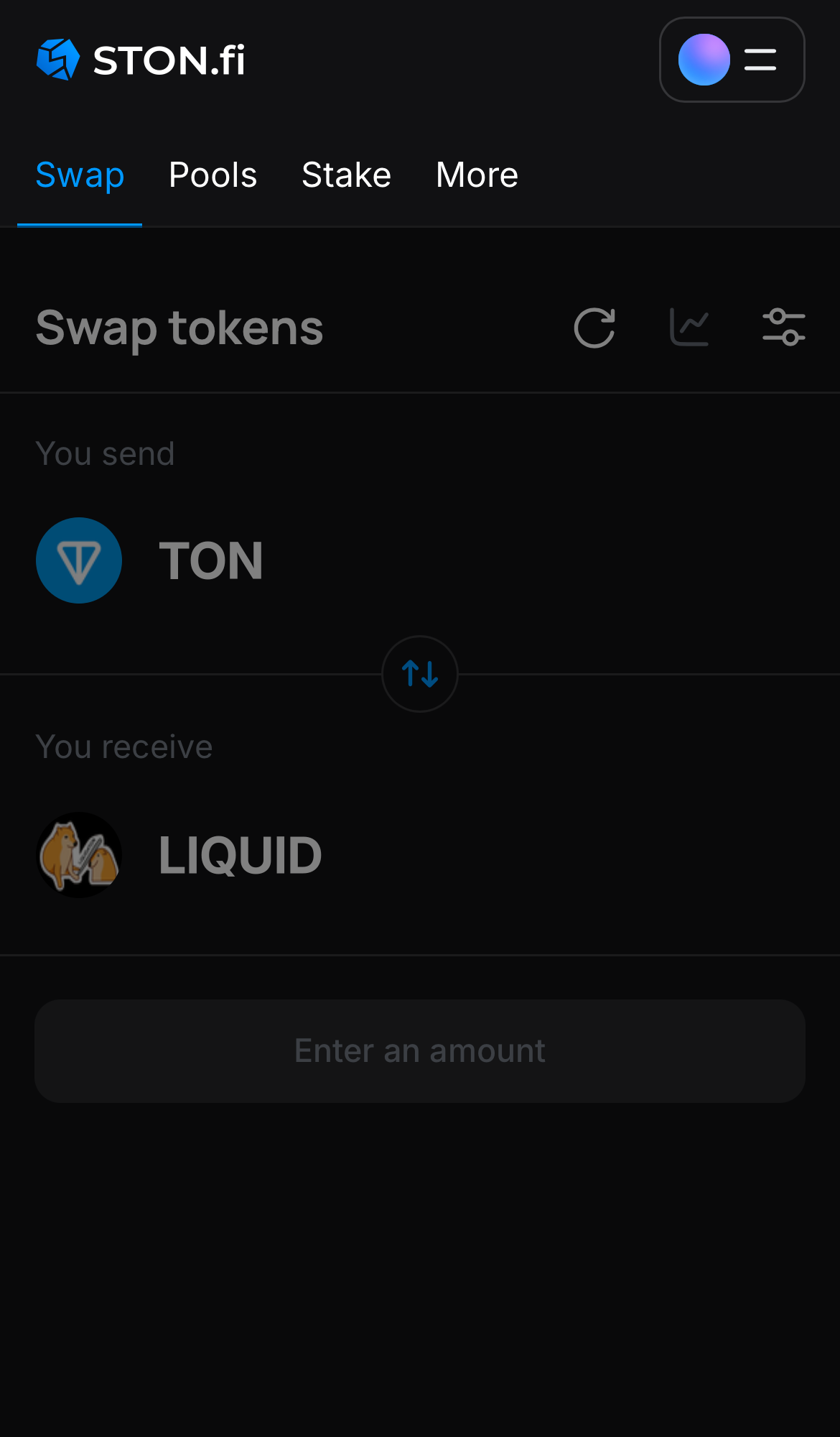 Buka aplikasi STON.fi dan buka tab ‘Swap‘.