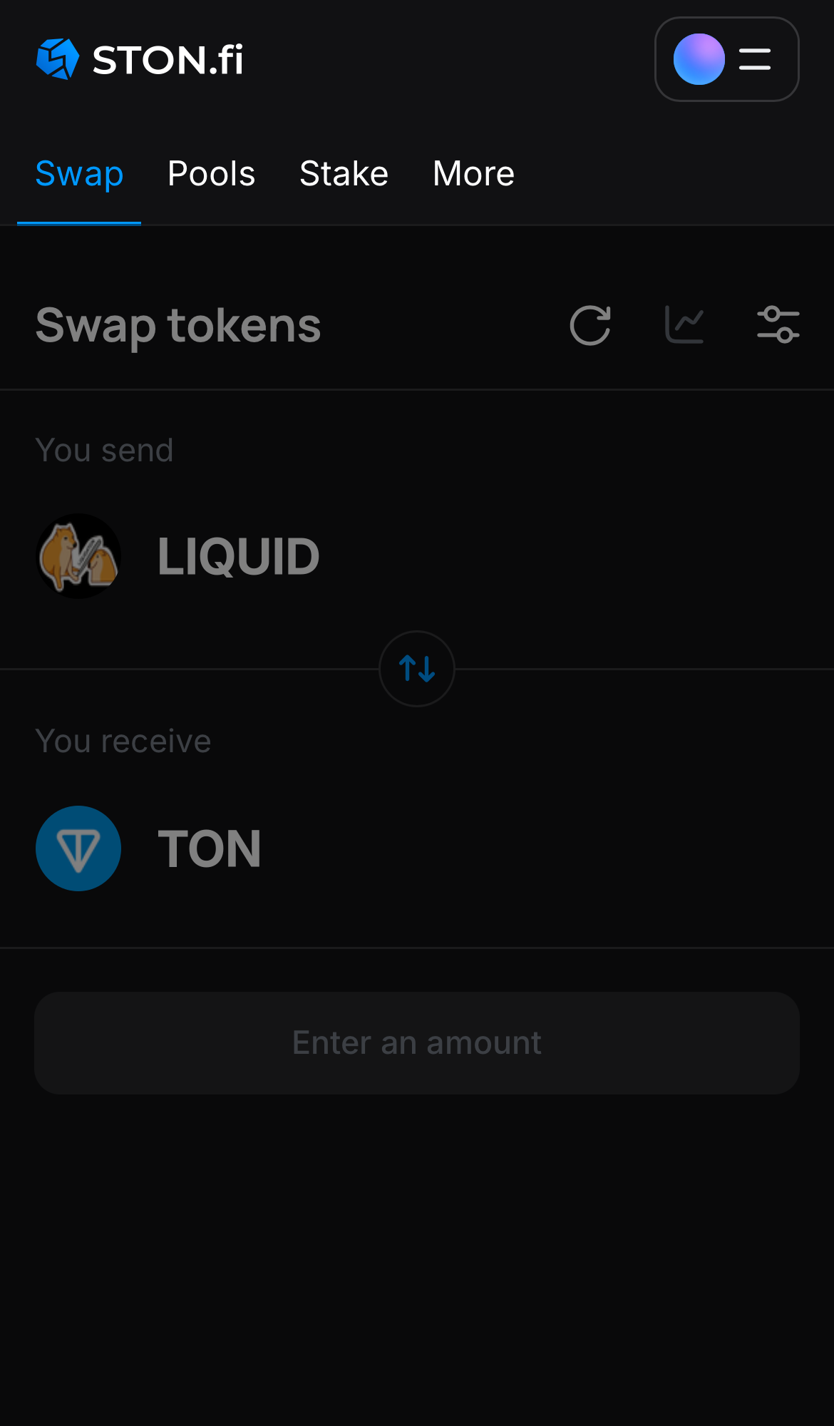 Buka aplikasi STON.fi dan buka tab ‘Swap‘.