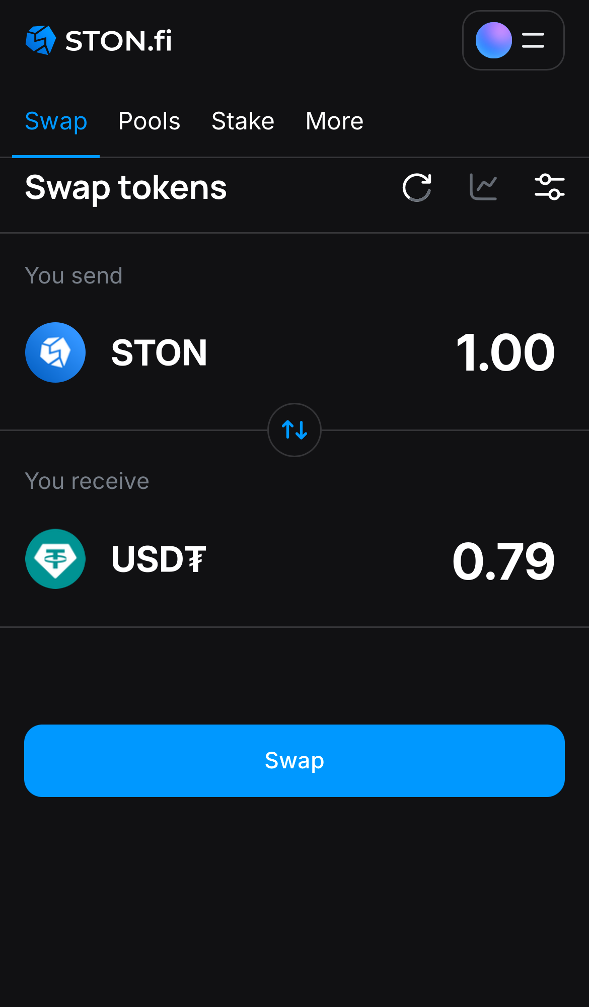 Input the quantity of tokens you‘re selling (or buying), and let the algorithm do all the calculations.