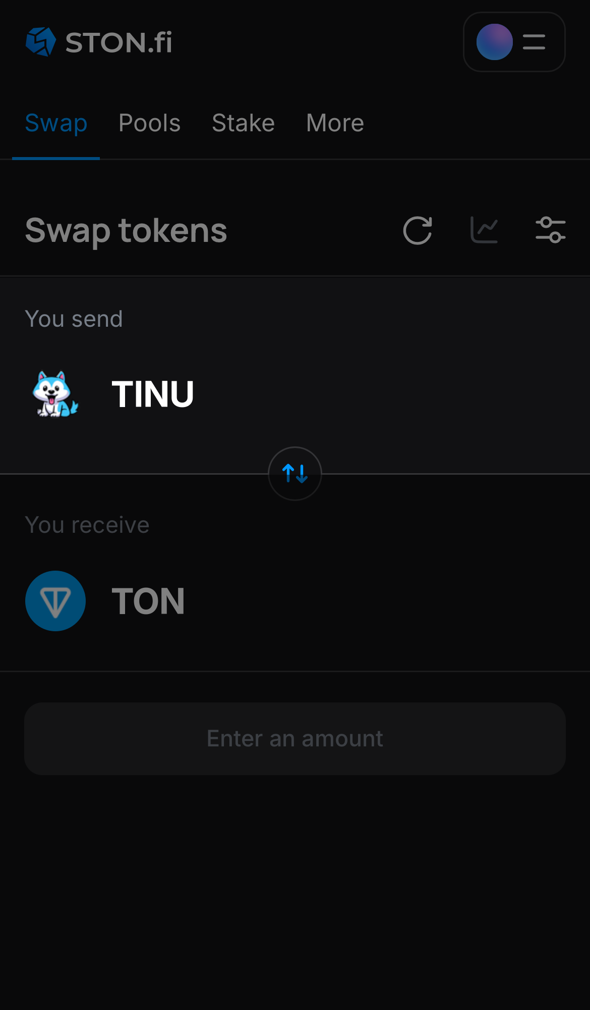 Selecione TINU na caixa ‘You send‘.