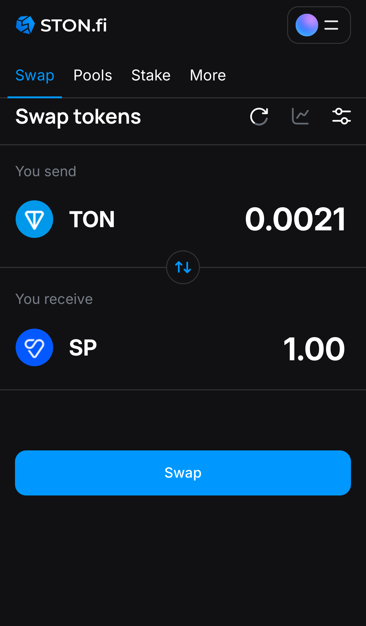 Input the quantity of tokens you‘re selling (or buying), and let the algorithm do all the calculations.
