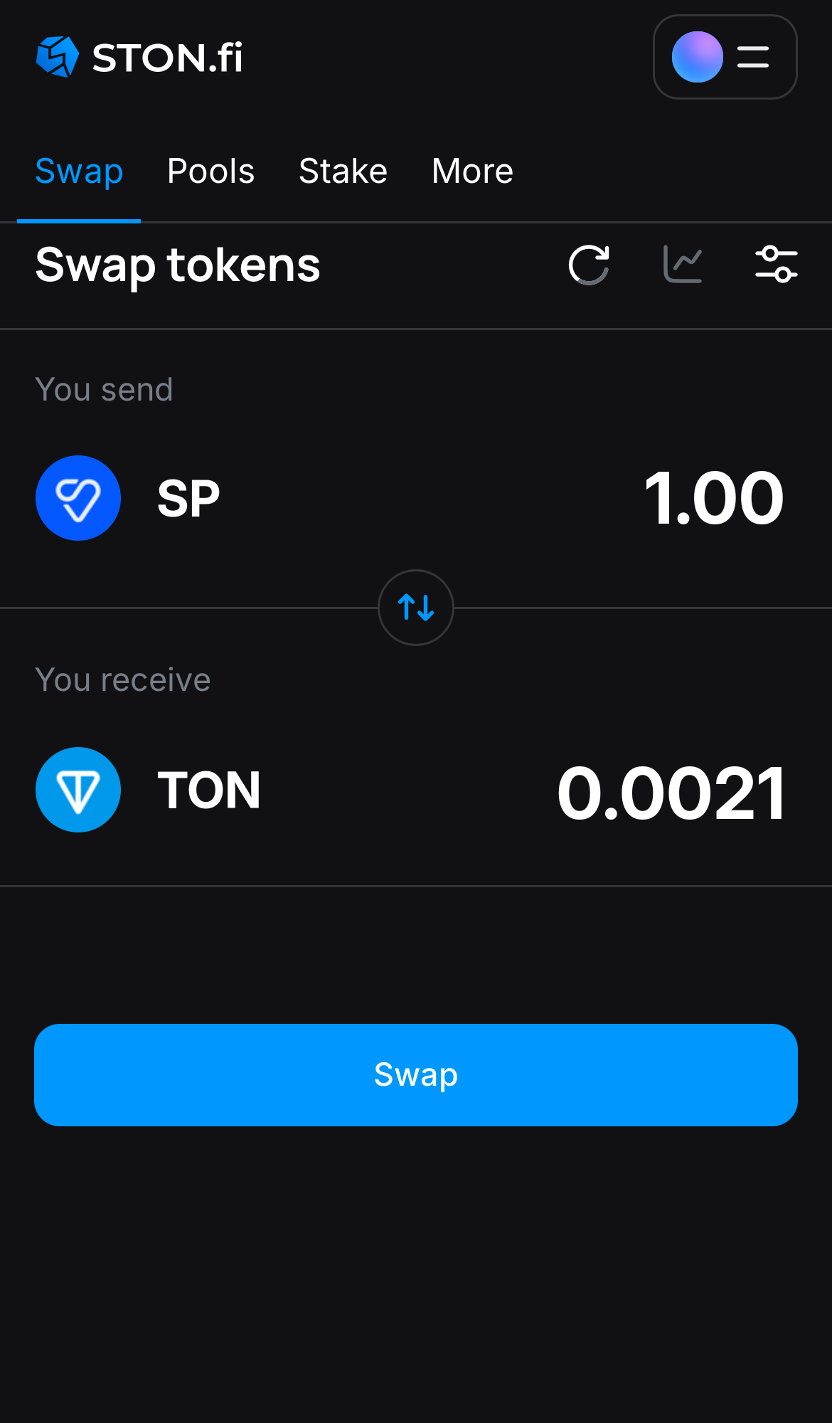 Input the quantity of tokens you‘re selling (or buying), and let the algorithm do all the calculations.