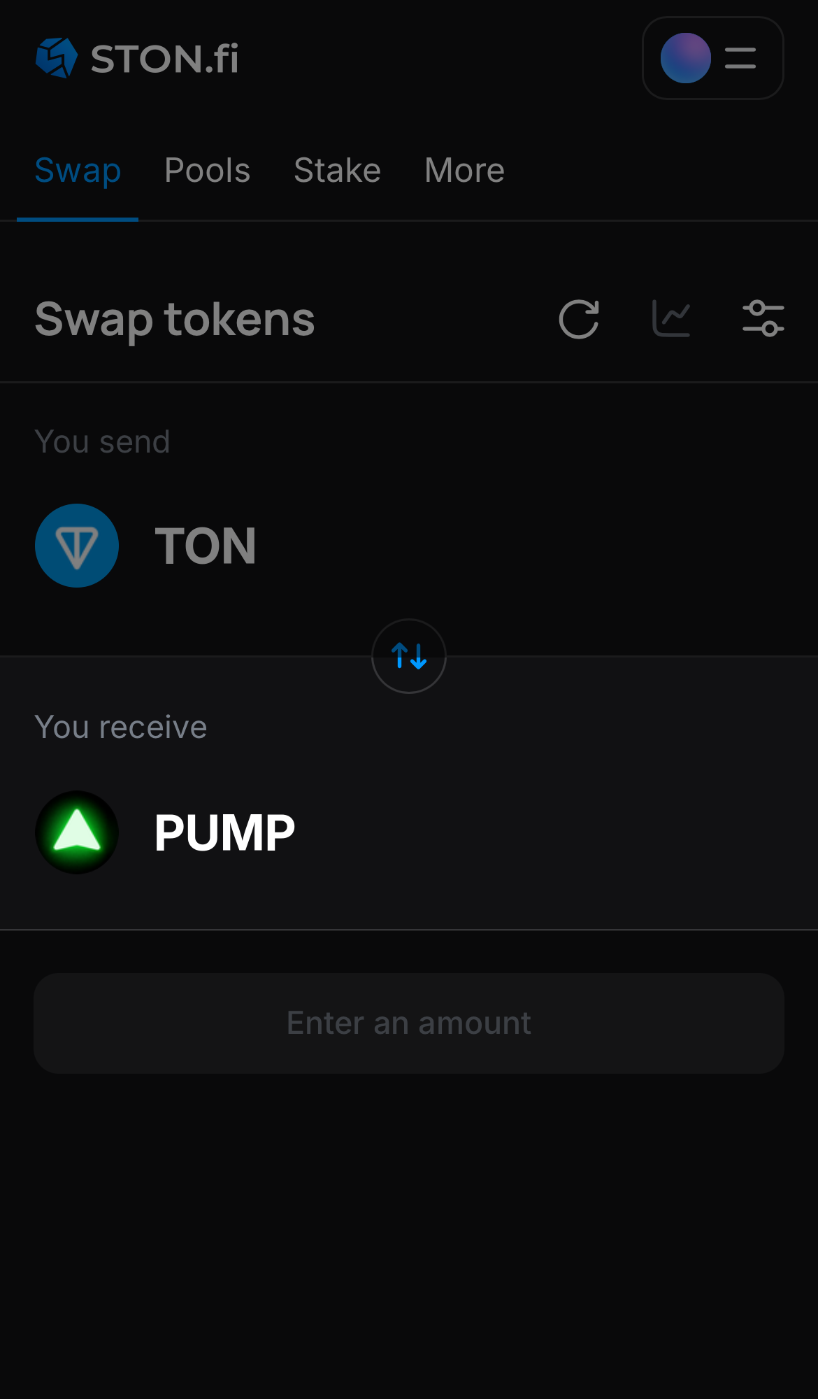 Selecione PUMP na caixa ‘You receive‘.