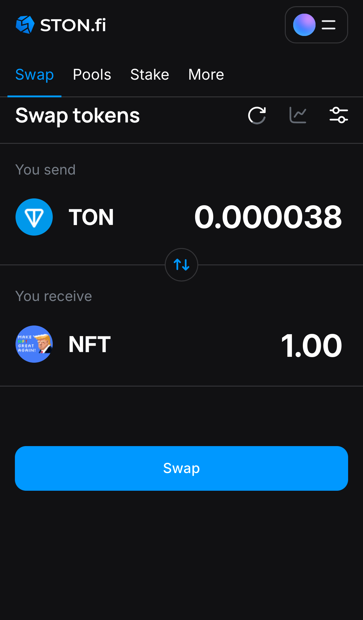 Input the quantity of tokens you‘re selling (or buying), and let the algorithm do all the calculations.