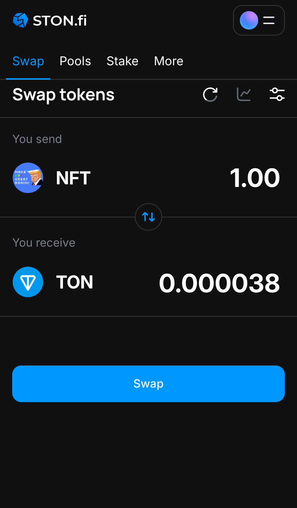 Input the quantity of tokens you‘re selling (or buying), and let the algorithm do all the calculations.