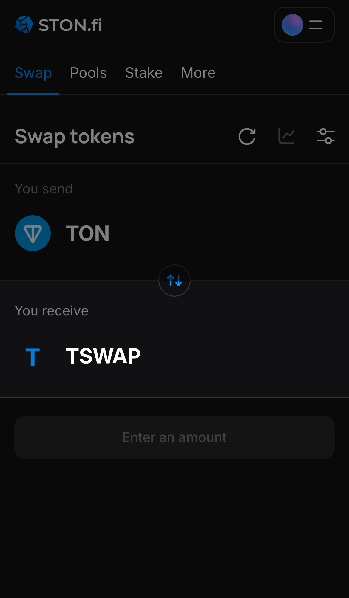 Choisissez TSWAP dans la case ‘You receive‘.