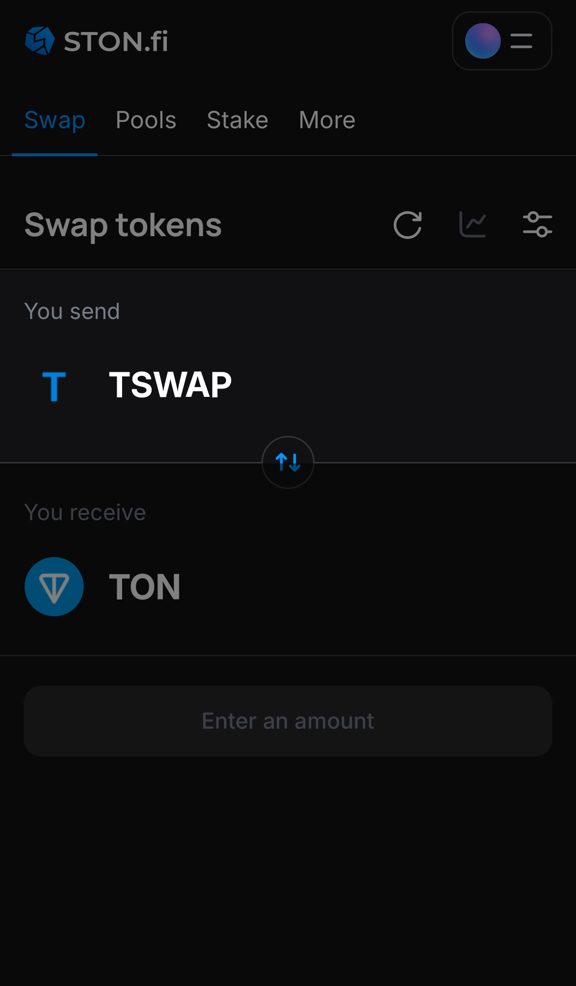 Choisissez TSWAP dans la case ‘You send‘.