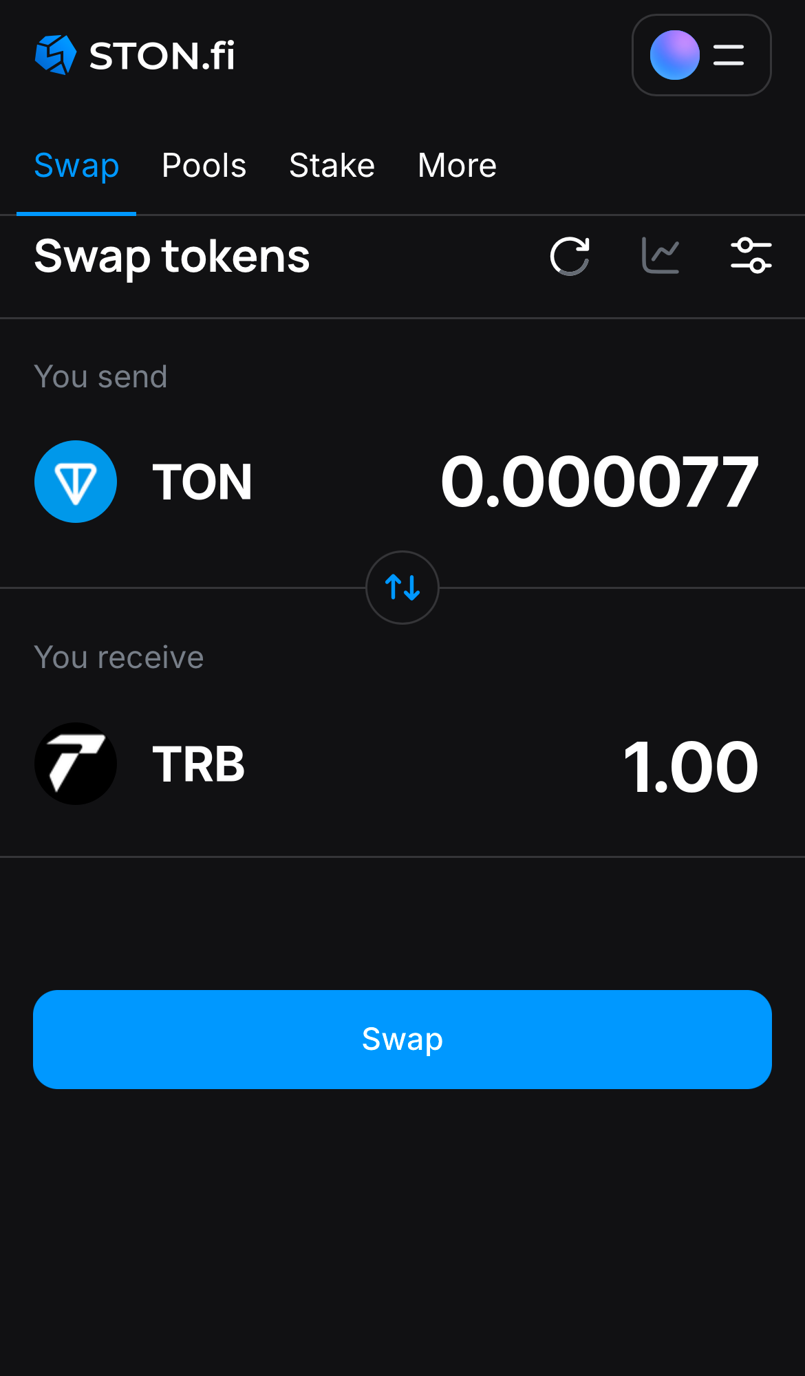 Nhập số lượng token bạn muốn bán (hoặc mua), và để thuật toán tự động tính toán.