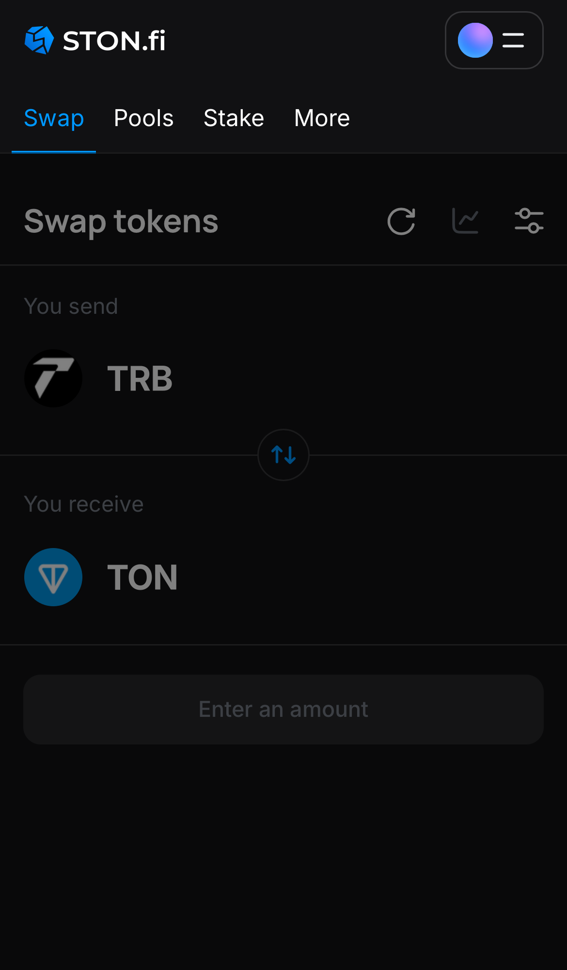 Mở ứng dụng STON.fi và chuyển đến tab ‘Swap‘.