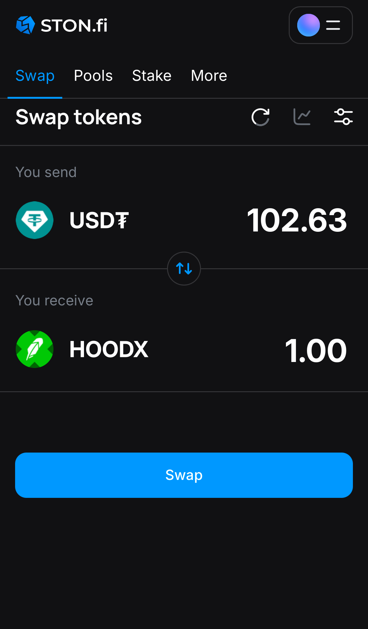 Введите количество токенов, которые вы хотите продать или купить. Алгоритм сделает все необходимые расчеты.