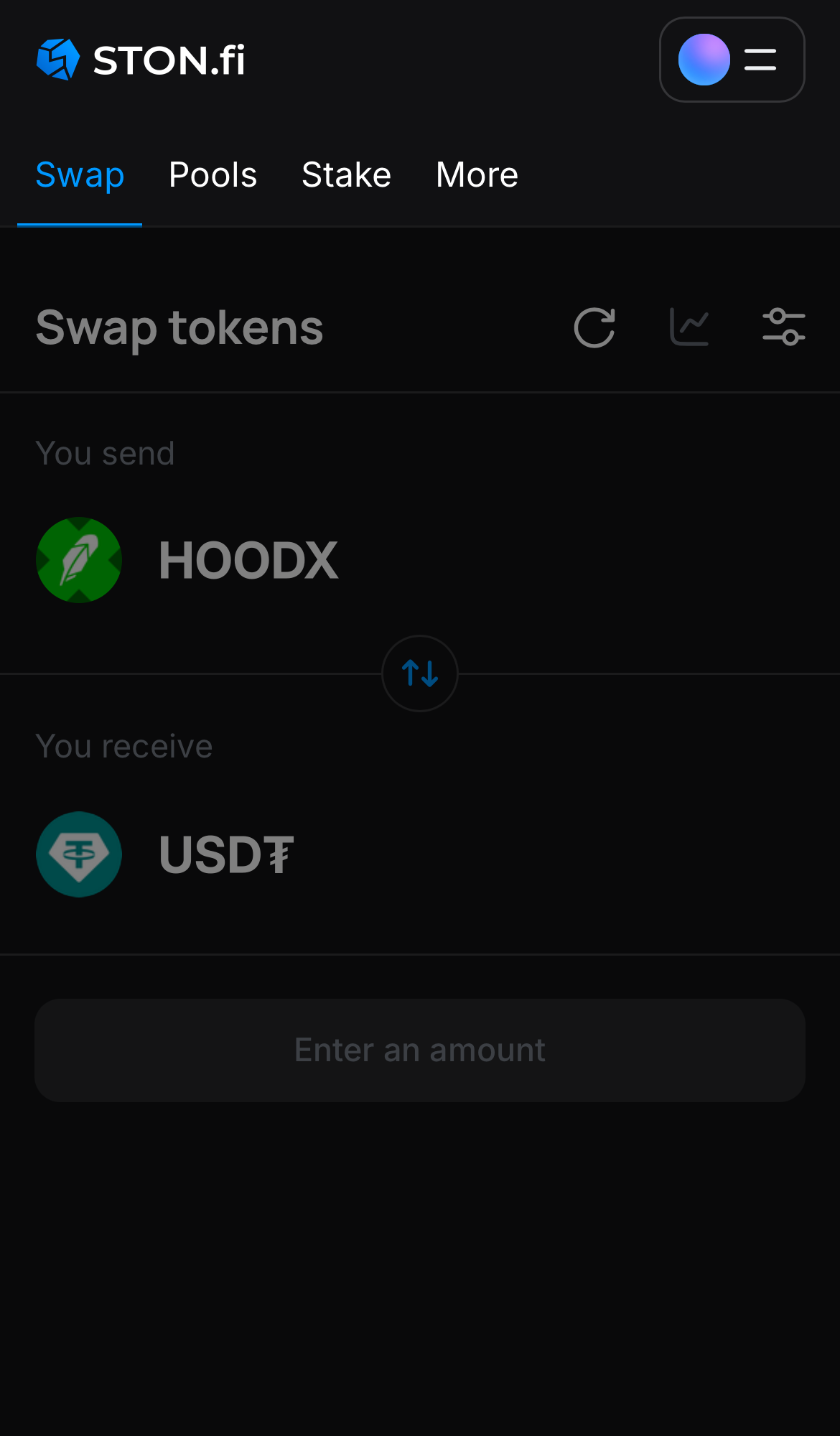 Откройте STON.fi и перейдите на вкладку «Swap».