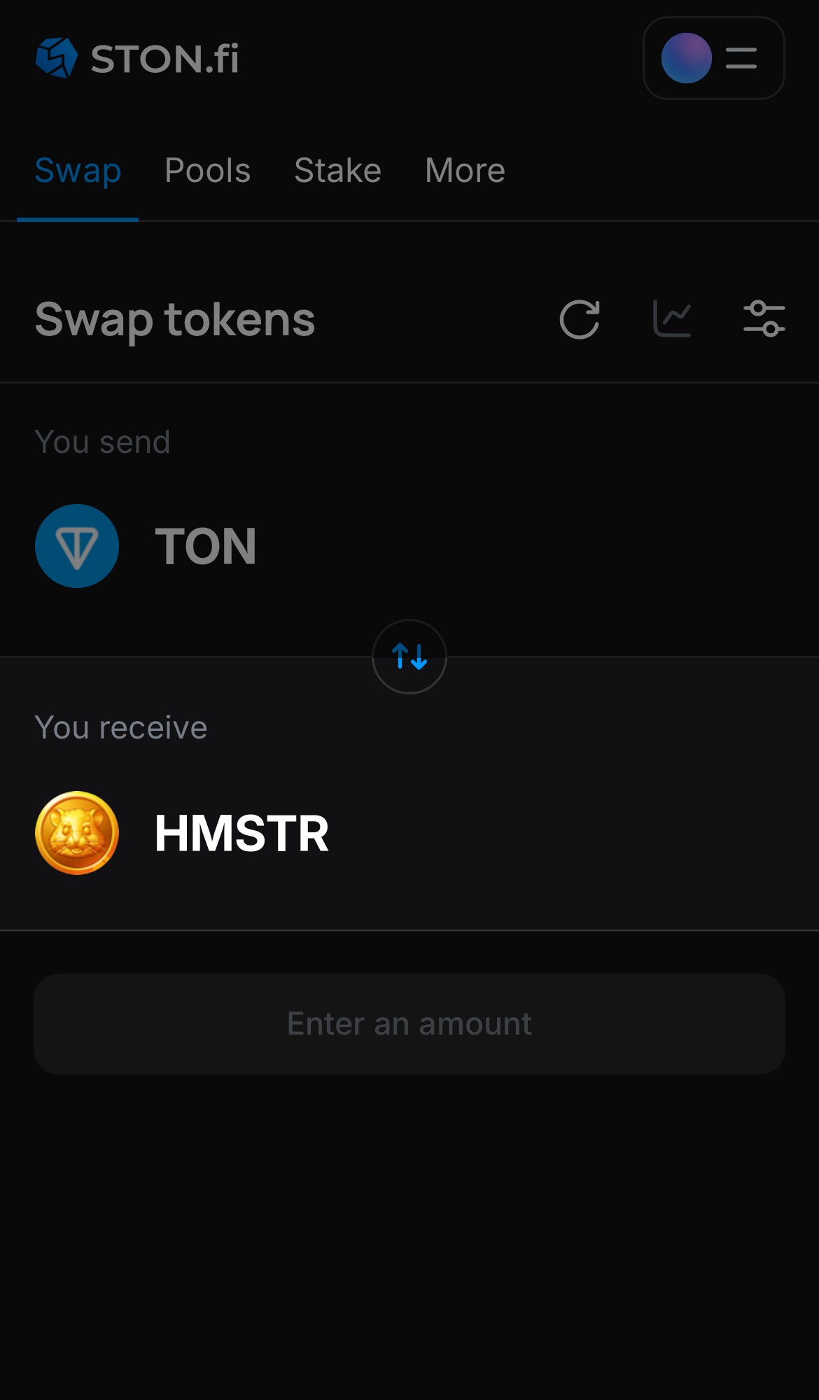 Selecione HMSTR na caixa ‘You receive‘.