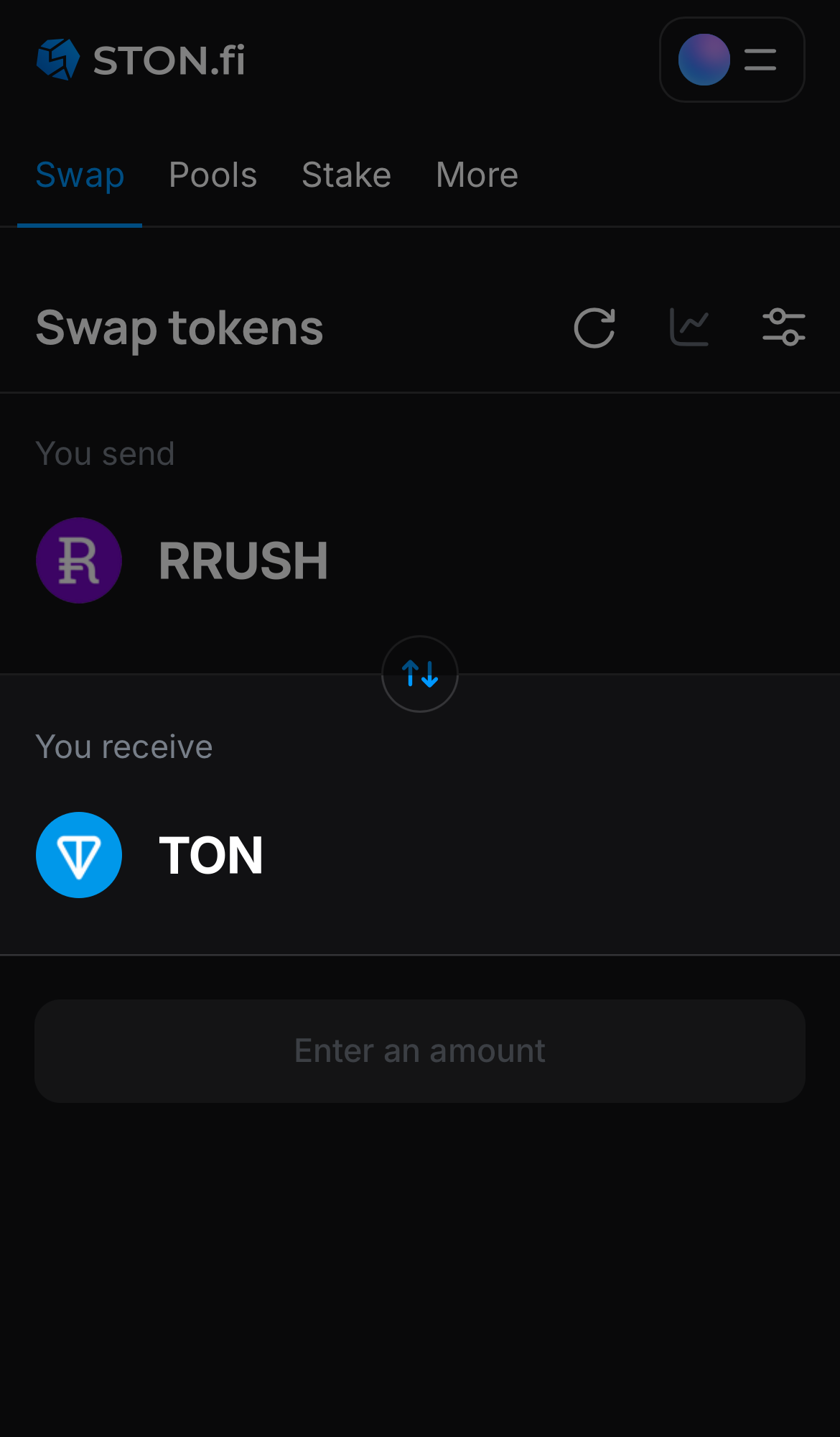 Pilih token pada kotak ‘You receive’ — misalnya, TON.