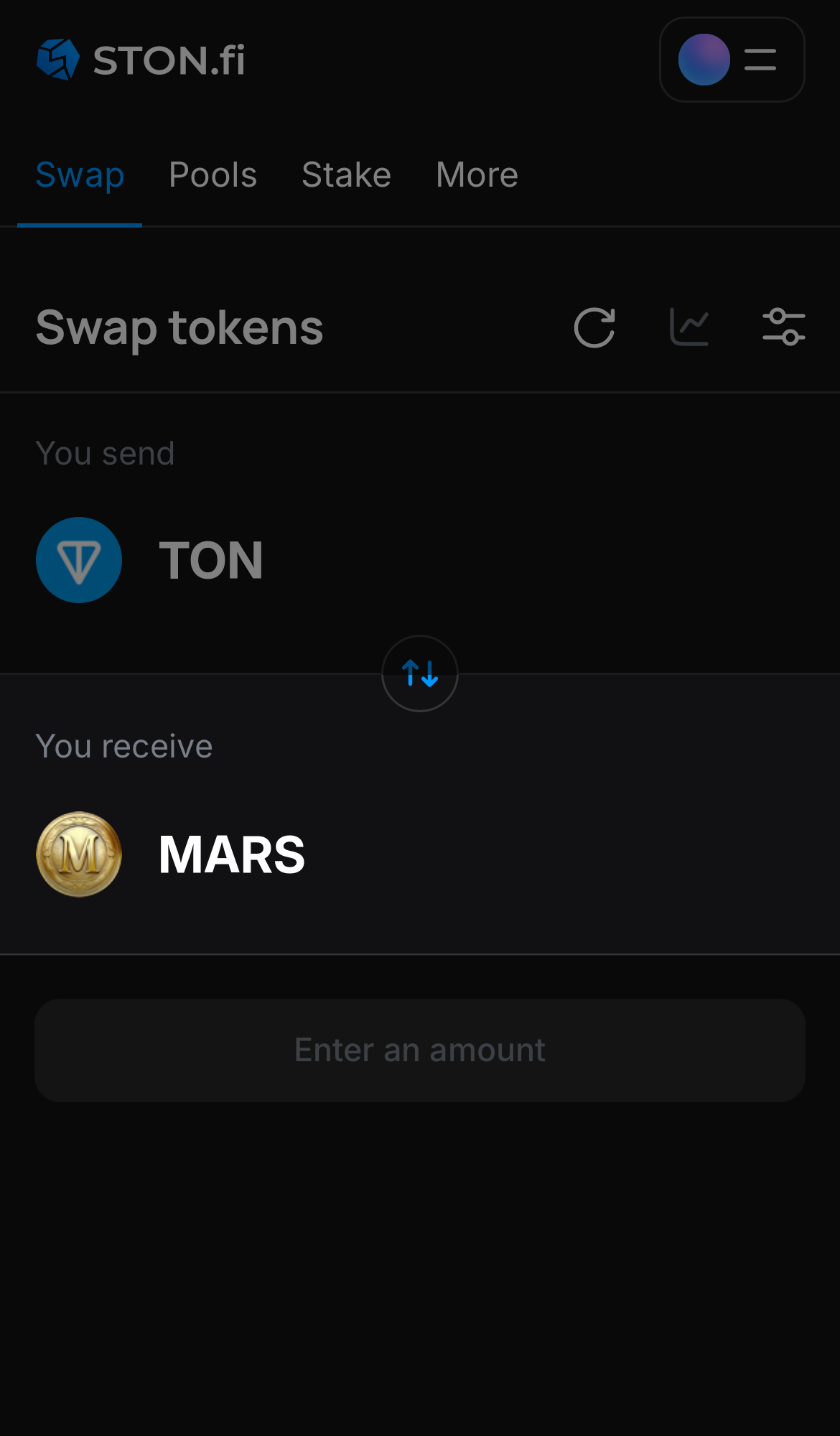 اختر MARS في مربع "You receive".