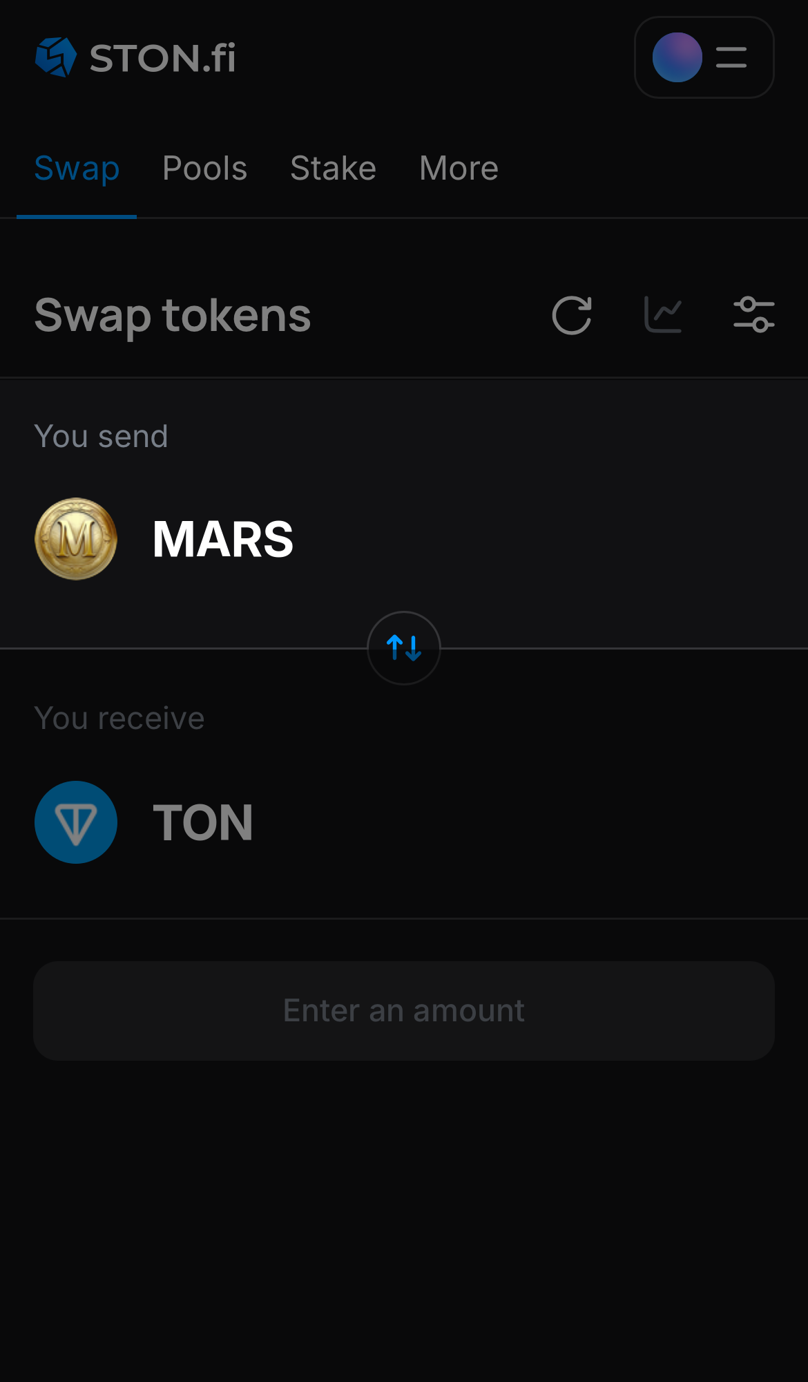 اختر MARS في مربع "You send".