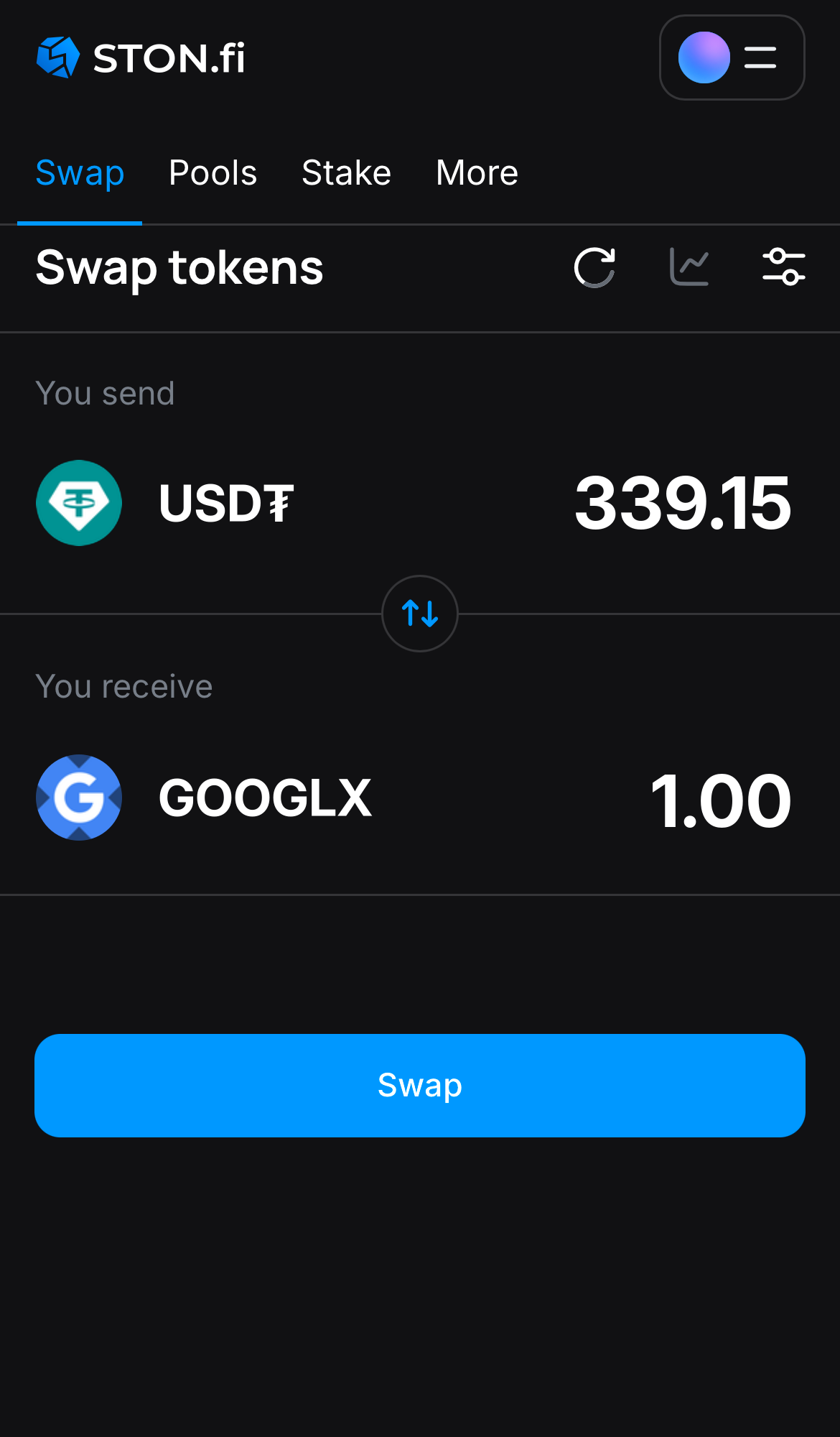 Введите количество токенов, которые вы хотите продать или купить. Алгоритм сделает все необходимые расчеты.