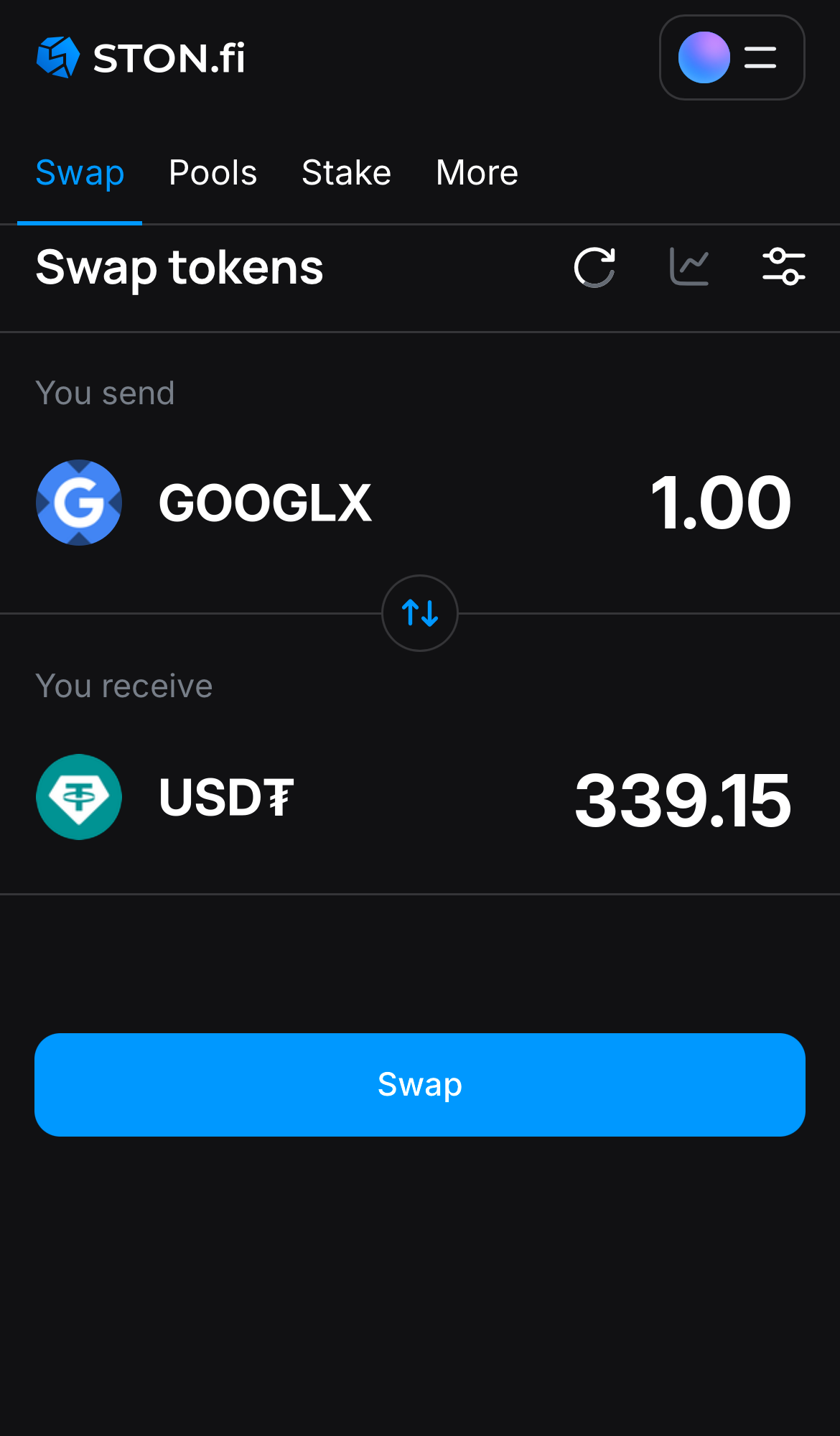 Введите количество токенов, которые вы хотите продать или купить. Алгоритм сделает все необходимые расчеты.