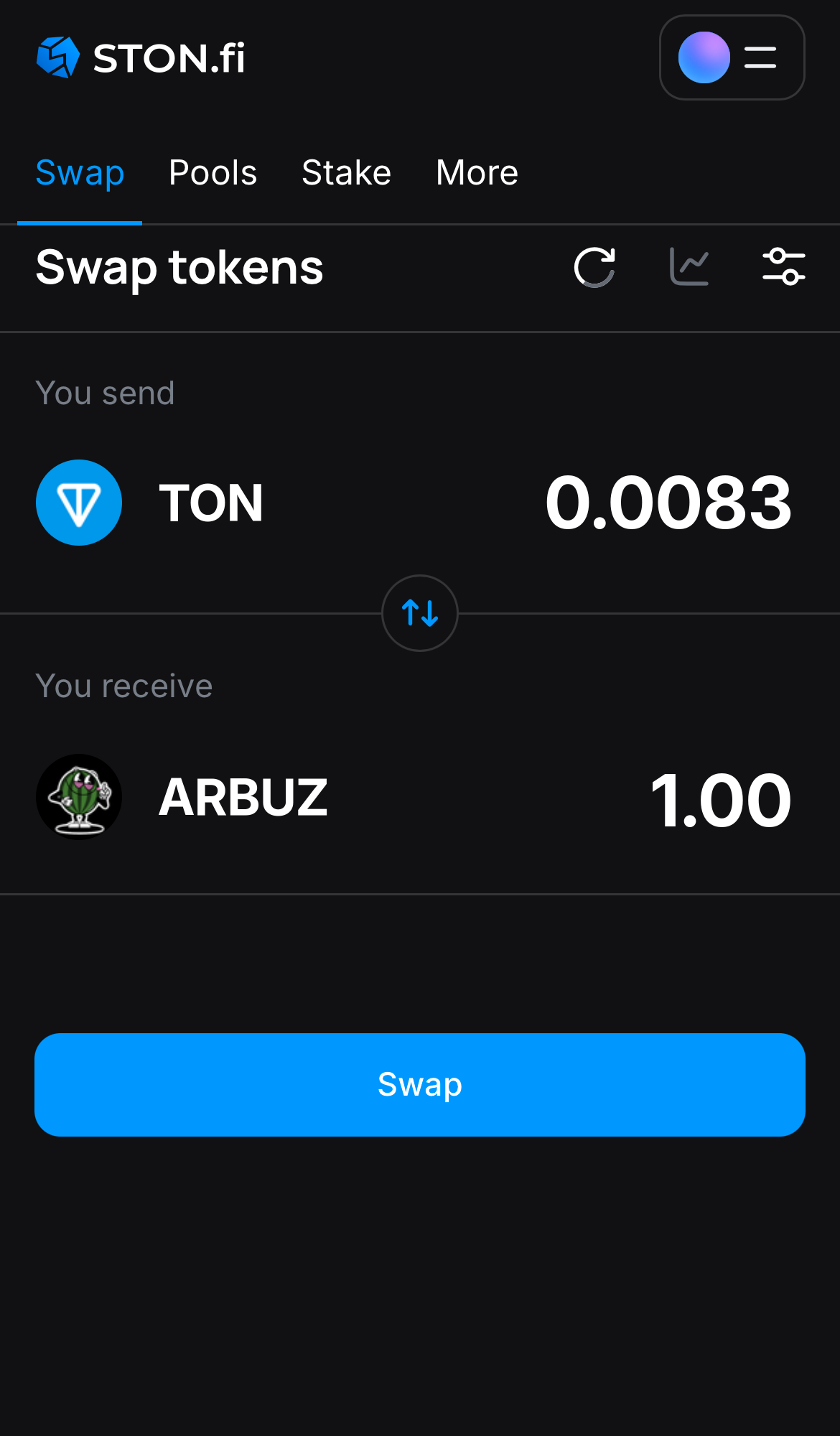 Input the quantity of tokens you‘re selling (or buying), and let the algorithm do all the calculations.