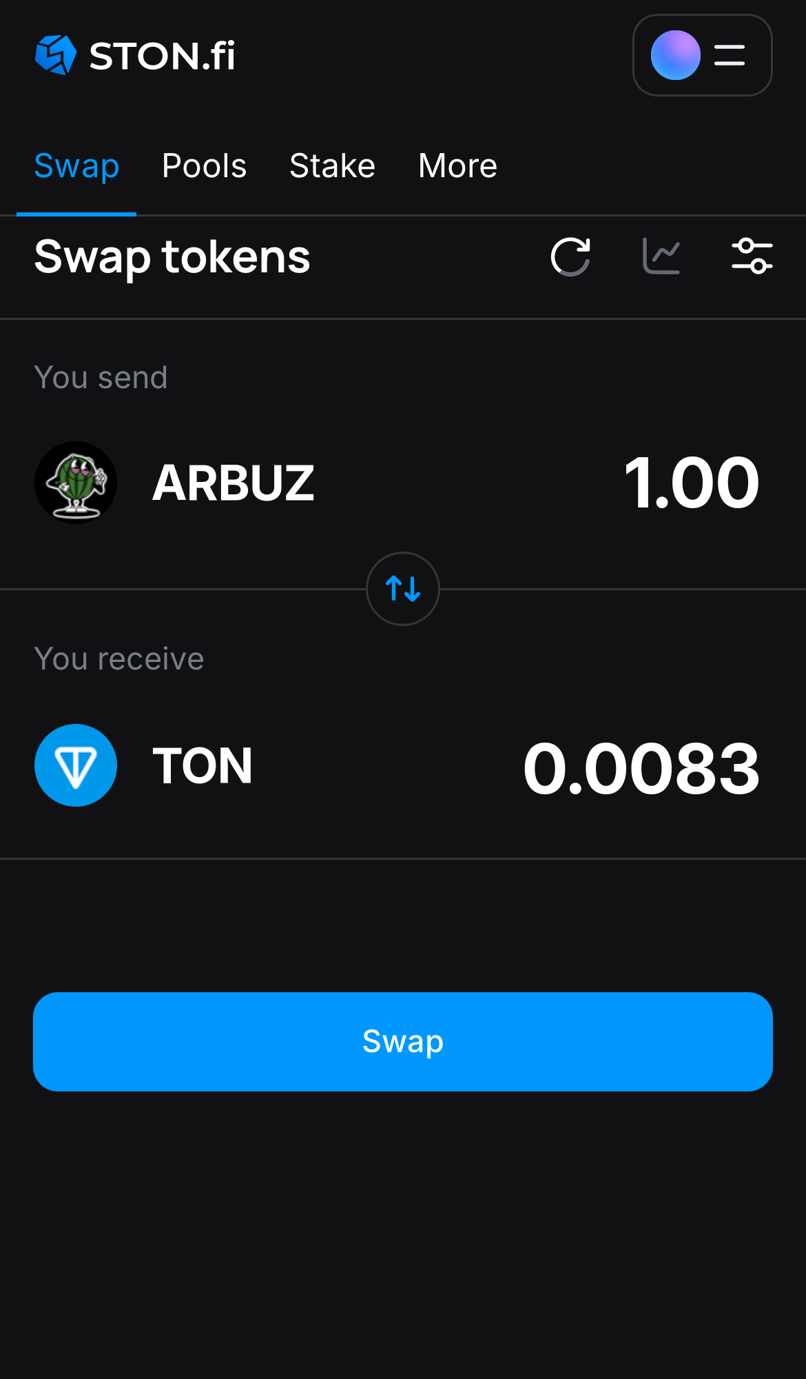 Input the quantity of tokens you‘re selling (or buying), and let the algorithm do all the calculations.