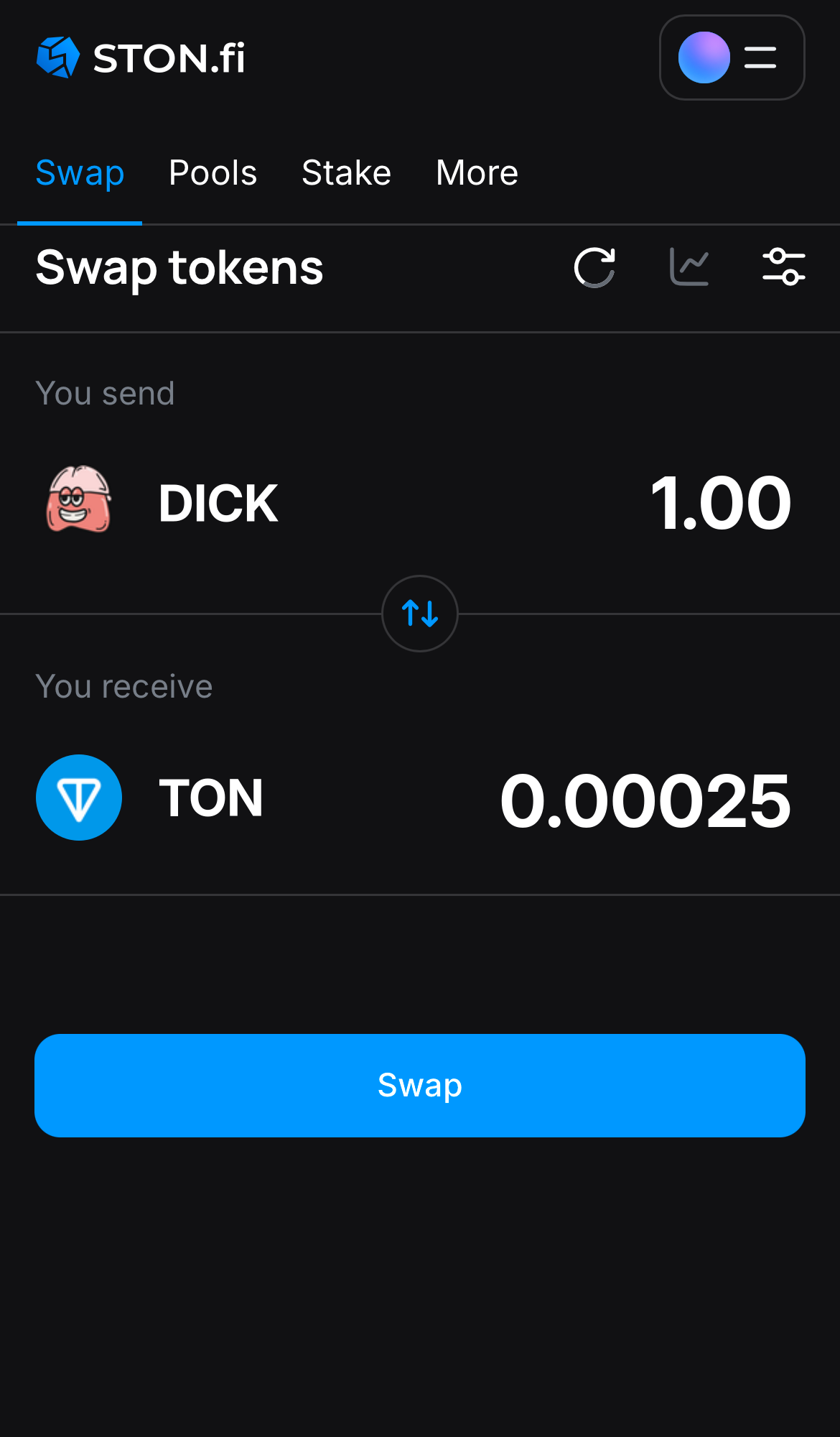 Input the quantity of tokens you‘re selling (or buying), and let the algorithm do all the calculations.
