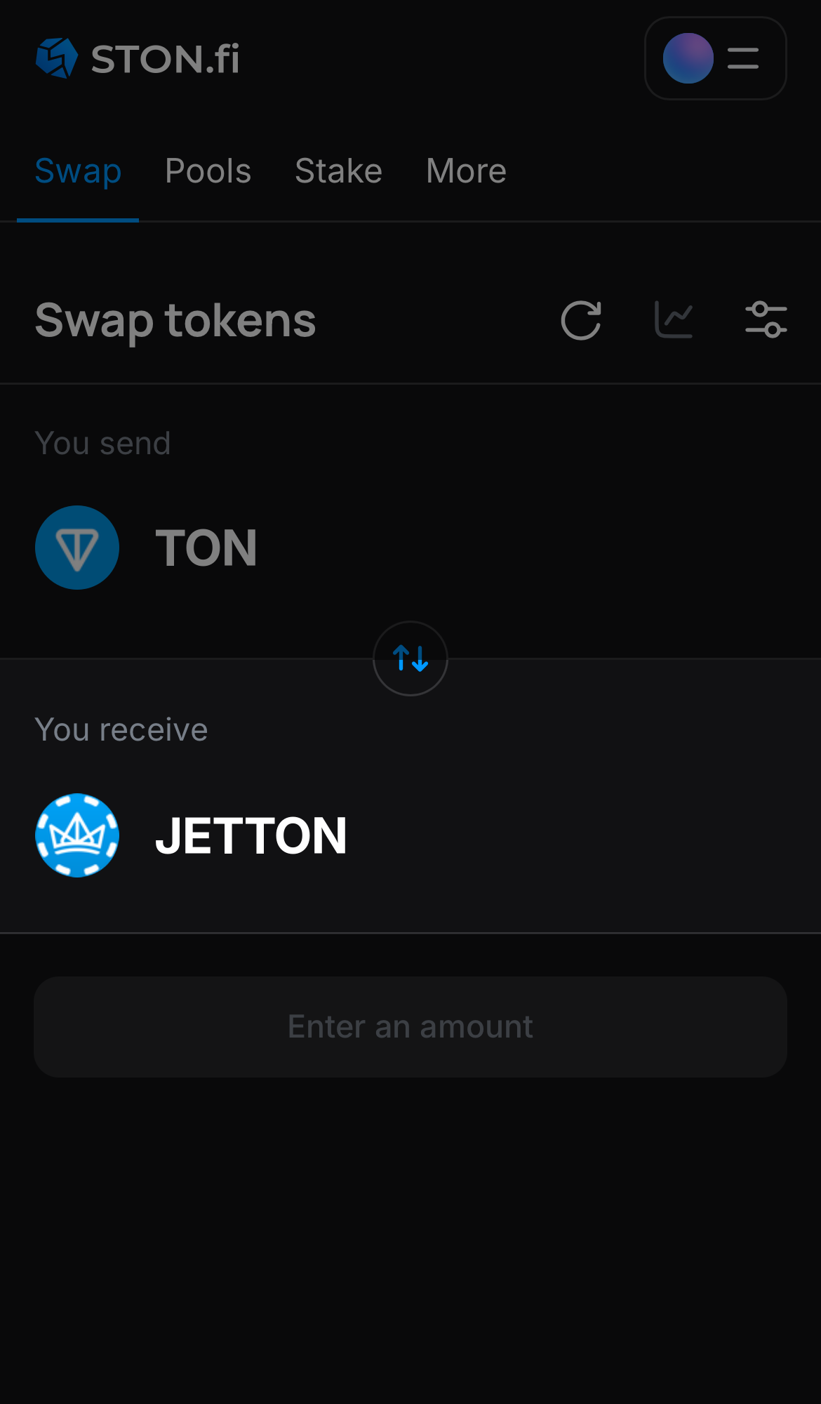Choose JETTON in the ‘You receive‘ box.