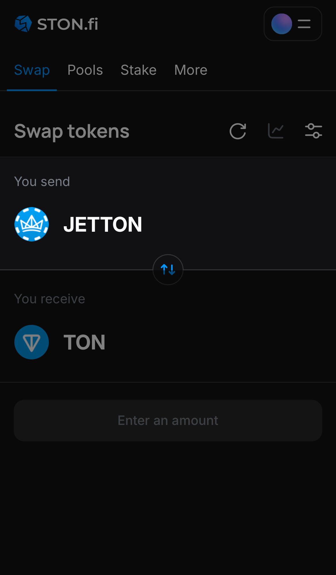 Choose JETTON in the ‘You send‘ box.