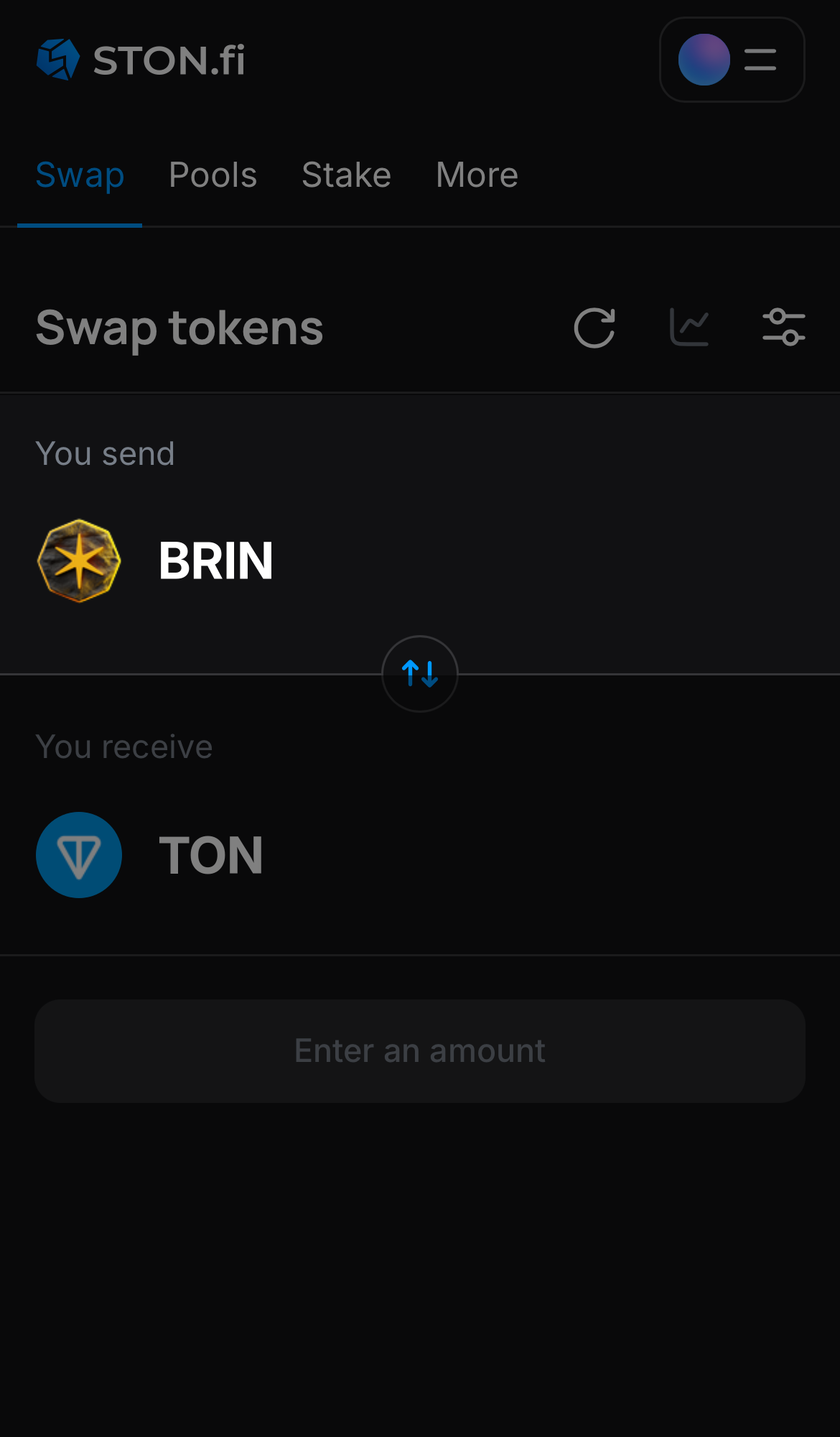 Elige BRIN en la casilla ‘You send‘.