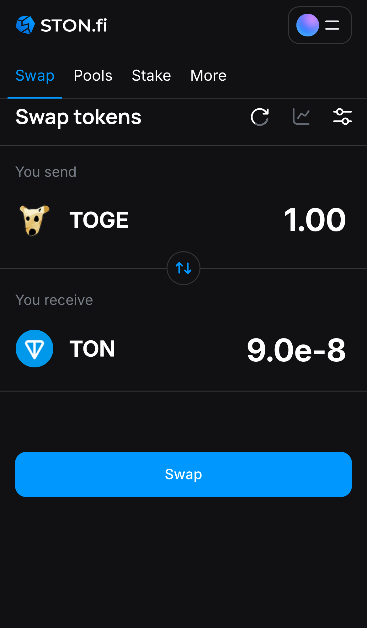 Input the quantity of tokens you‘re selling (or buying), and let the algorithm do all the calculations.