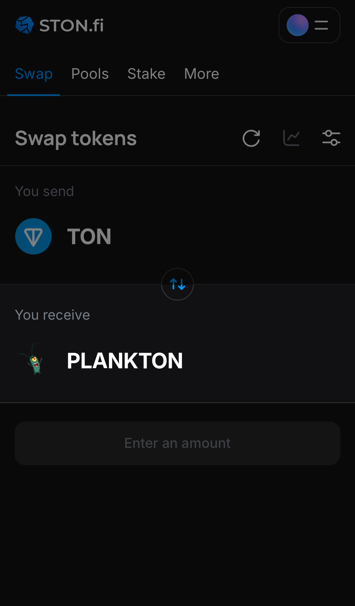 Selecione PLANKTON na caixa ‘You receive‘.