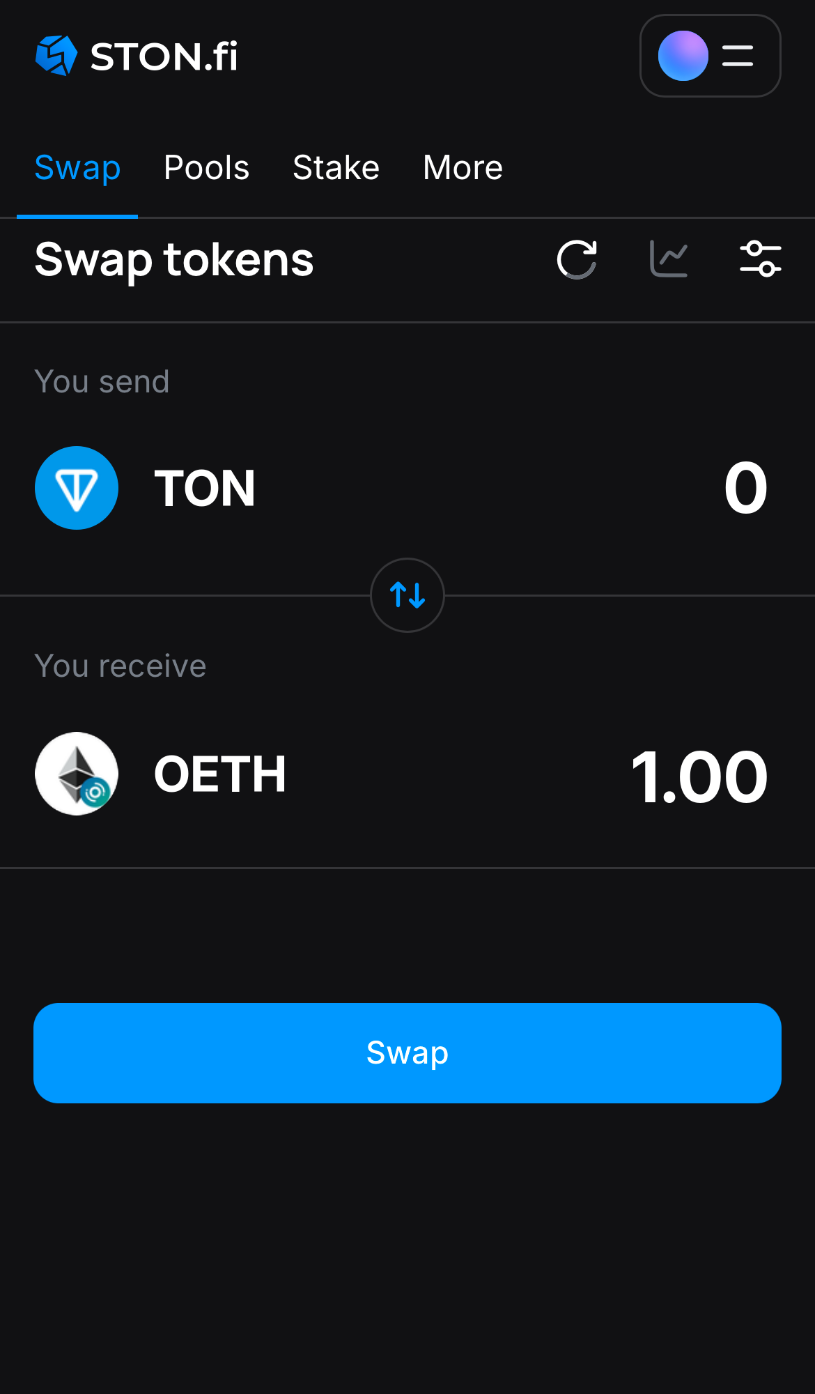Input the quantity of tokens you‘re selling (or buying), and let the algorithm do all the calculations.