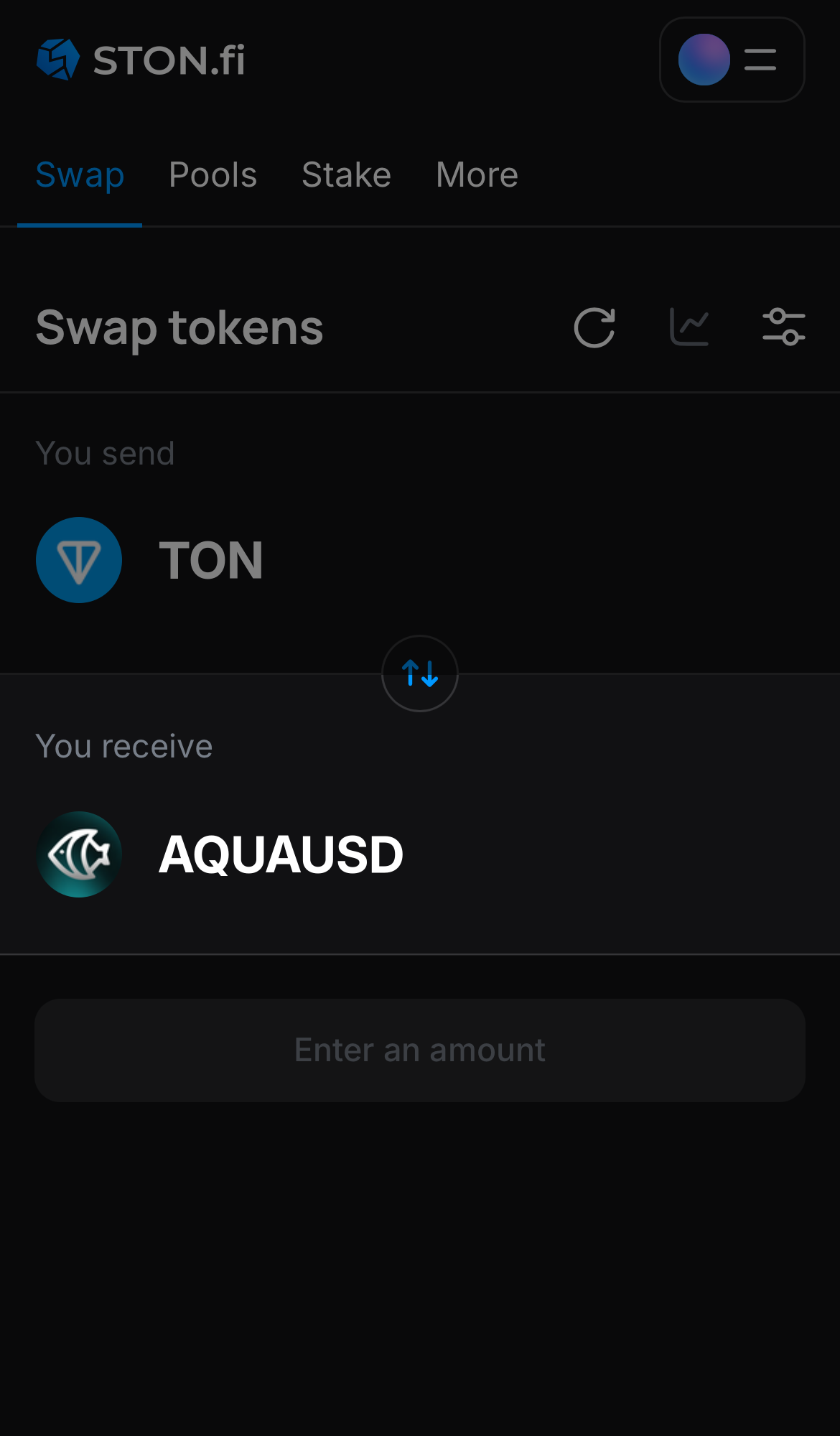 Selecione AquaUSD na caixa ‘You receive‘.