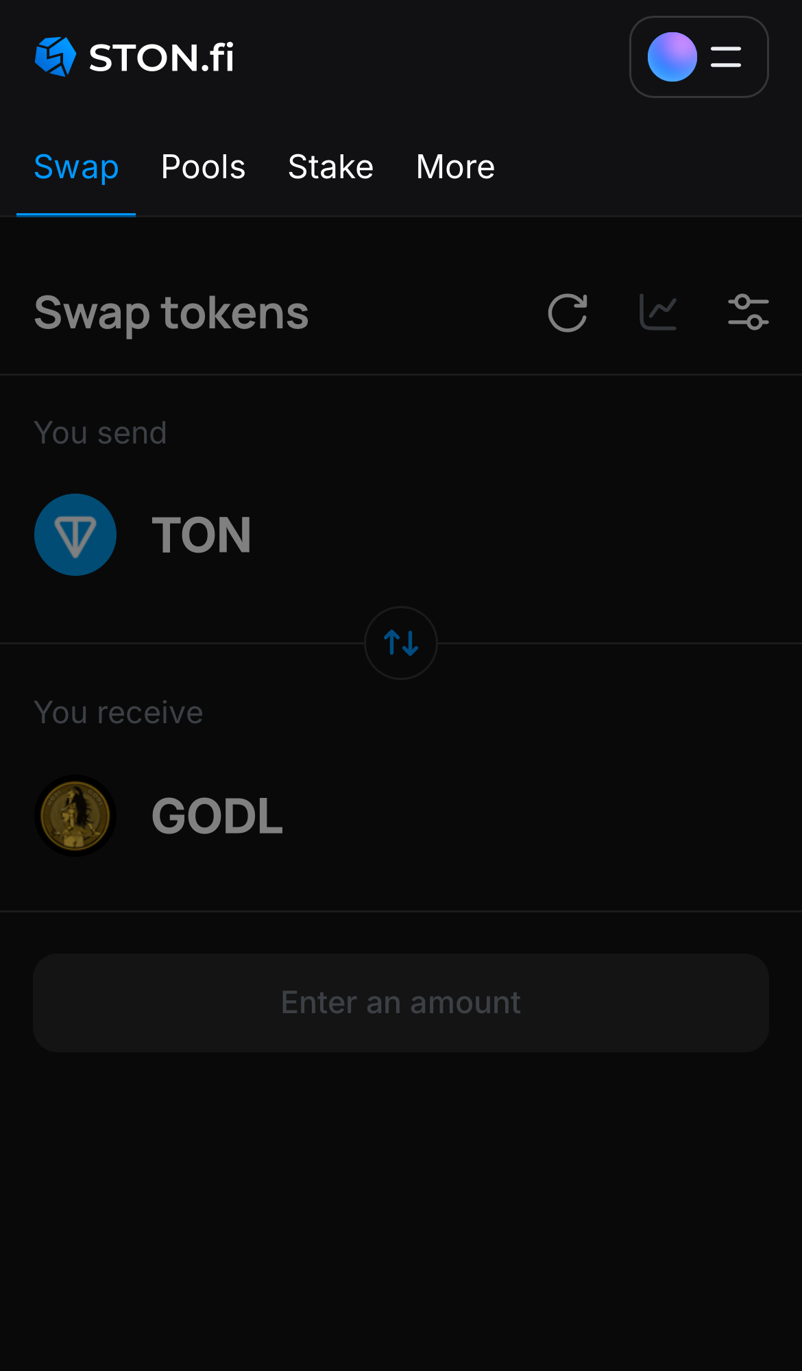 Buka aplikasi STON.fi dan buka tab ‘Swap‘.