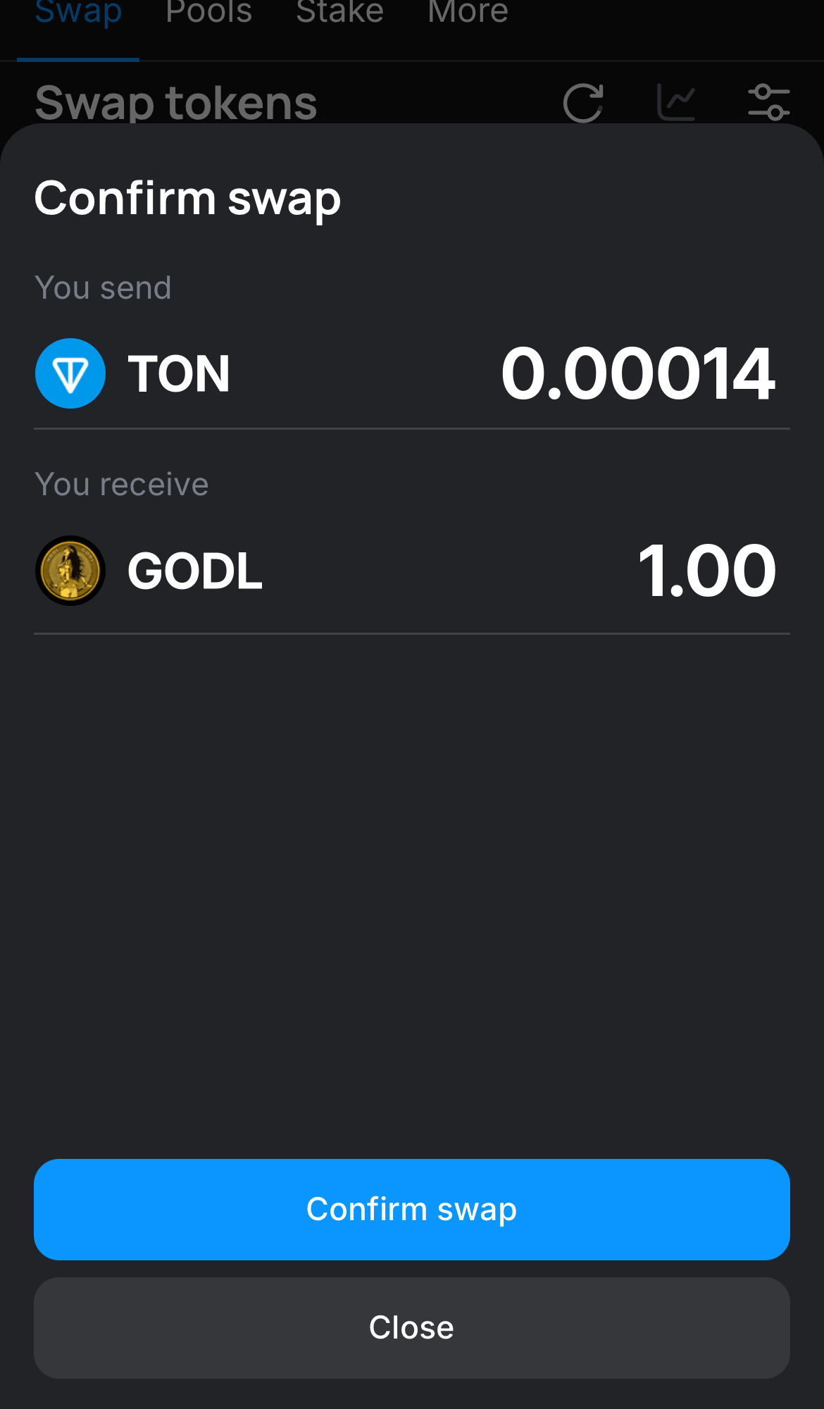 Klik ‘Swap‘, periksa kembali detailnya, dan konfirmasi transaksi dengan mengklik tombol ‘Confirm swap‘.