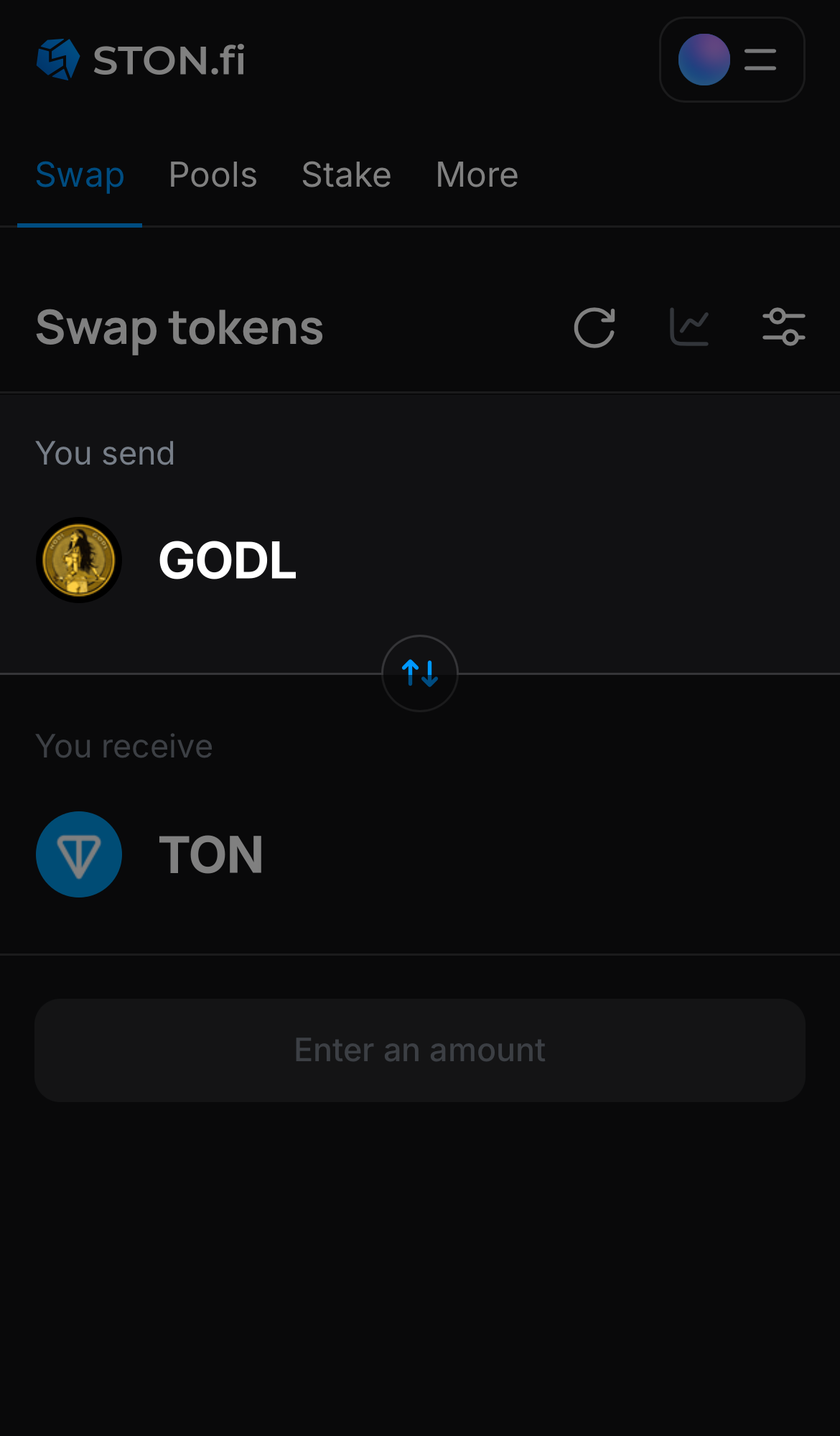 Pilih GODL pada kotak ‘You send‘.