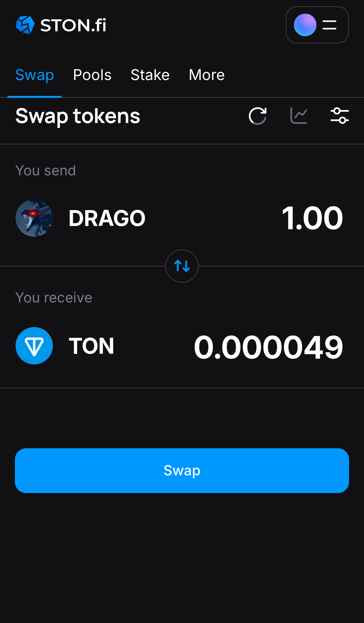 Input the quantity of tokens you‘re selling (or buying), and let the algorithm do all the calculations.