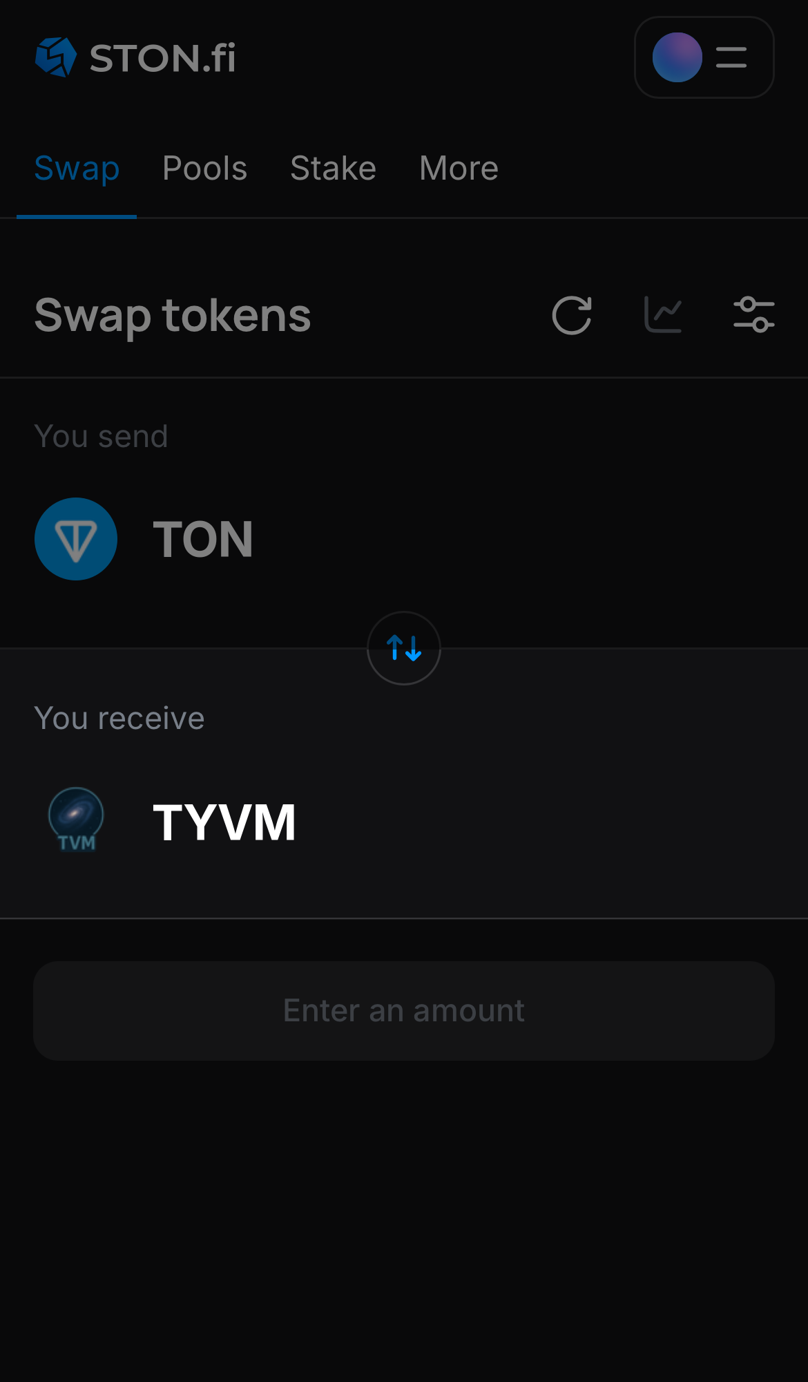 Selecione TYVM na caixa ‘You receive‘.