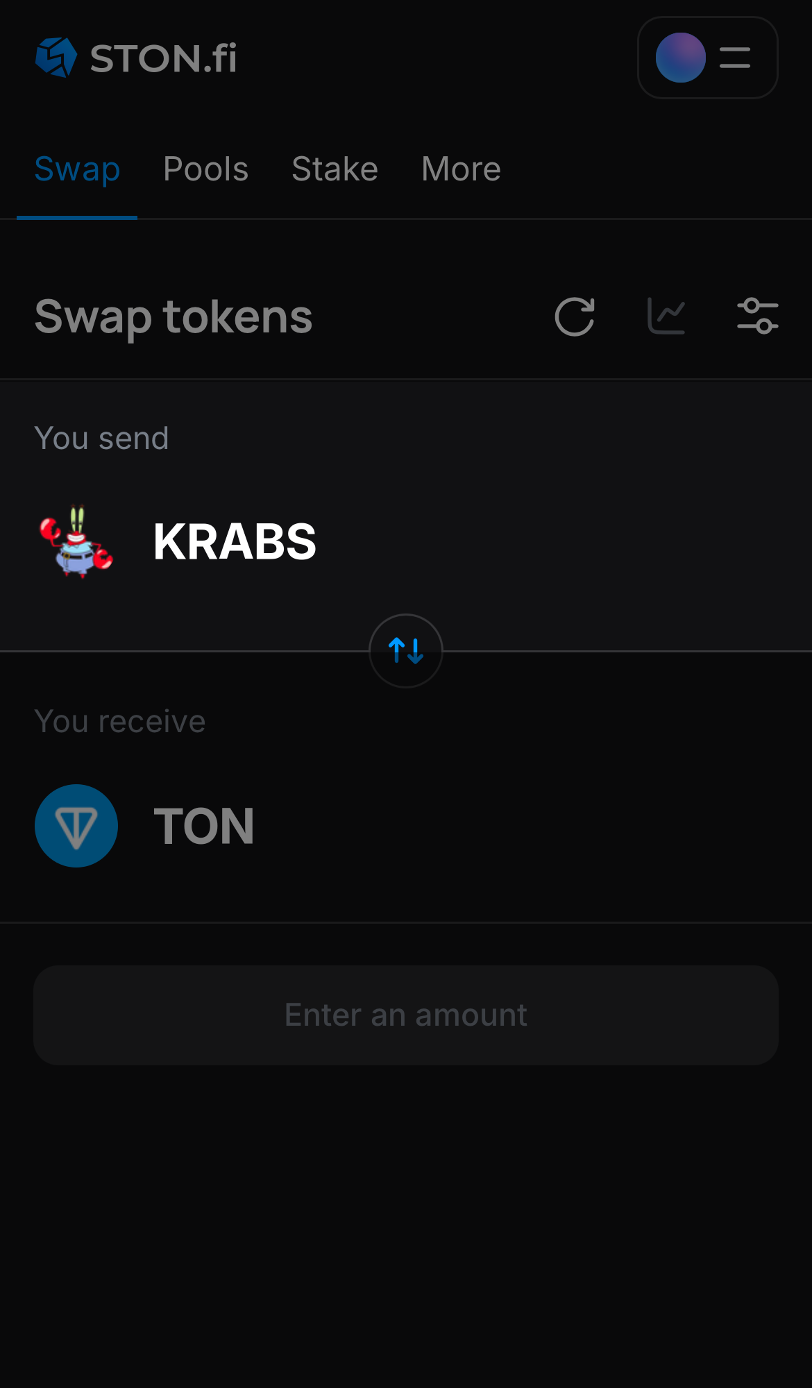 Selecione KRABS na caixa ‘You send‘.