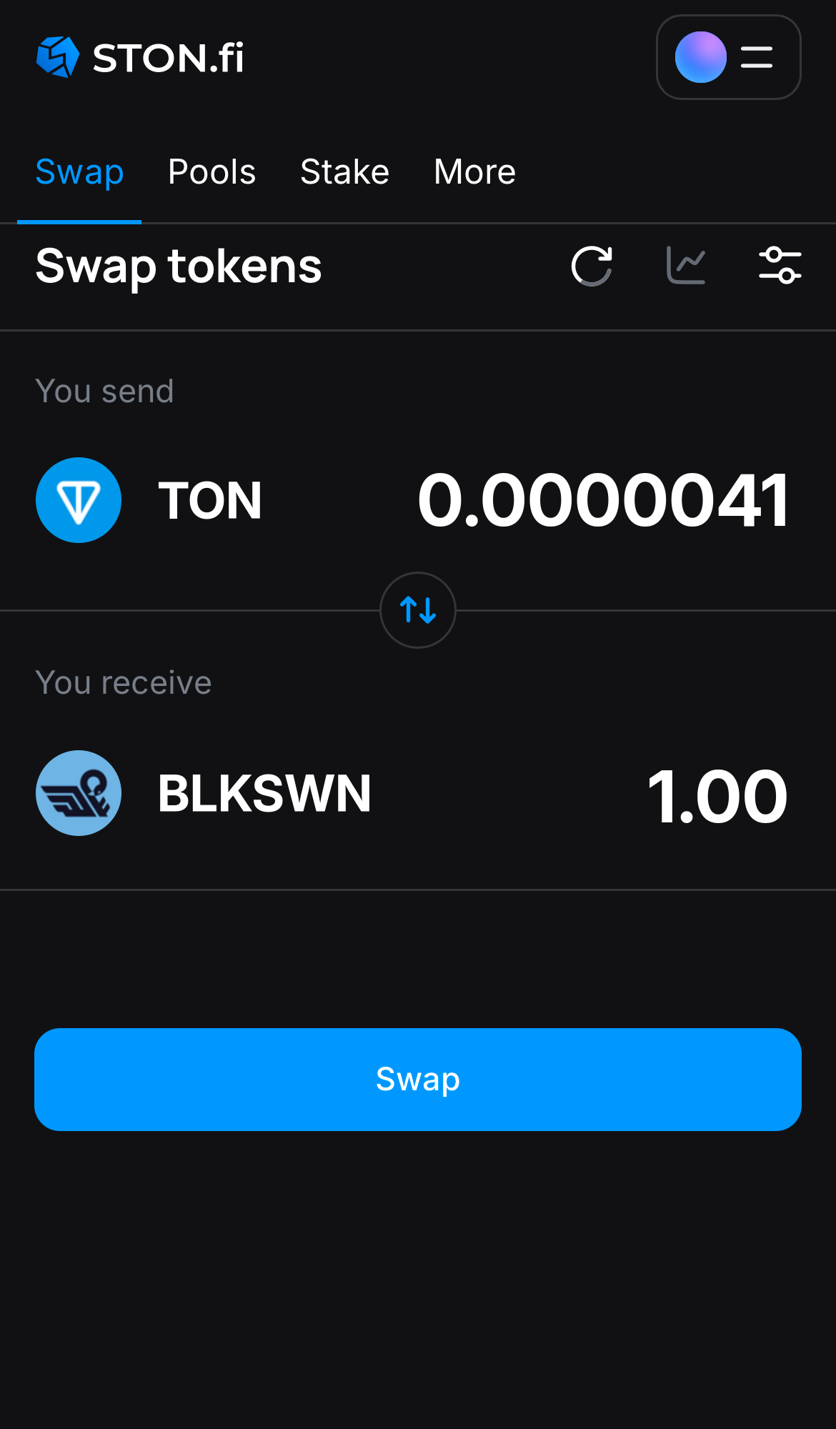 Input the quantity of tokens you‘re selling (or buying), and let the algorithm do all the calculations.