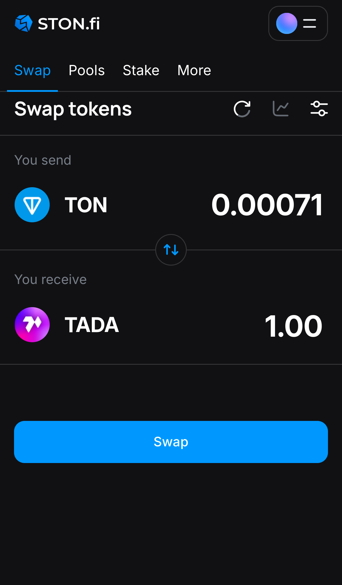 Input the quantity of tokens you‘re selling (or buying), and let the algorithm do all the calculations.