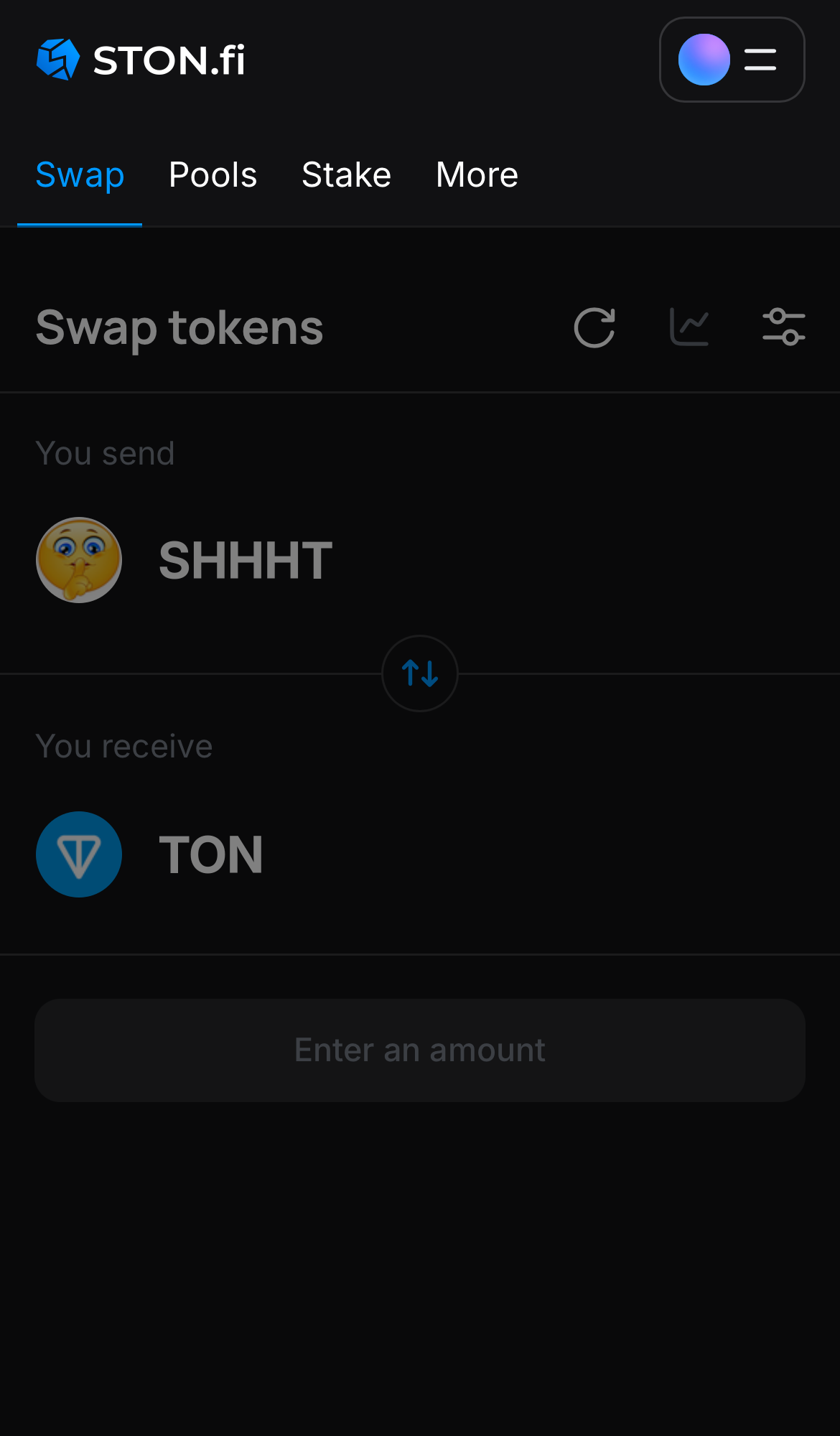 Mở ứng dụng STON.fi và chuyển đến tab ‘Swap‘.