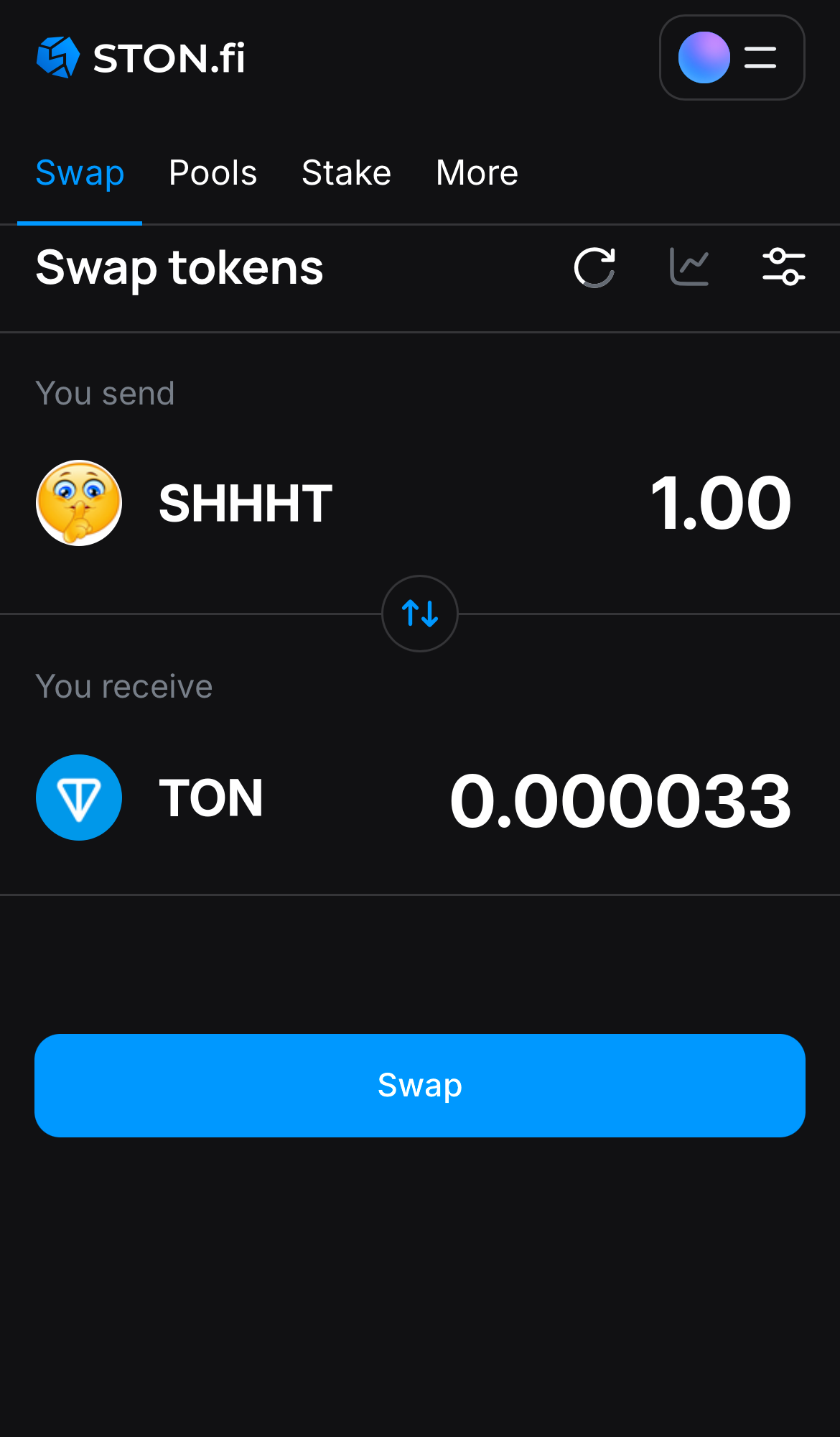 Nhập số lượng token bạn muốn bán (hoặc mua), và để thuật toán tự động tính toán.