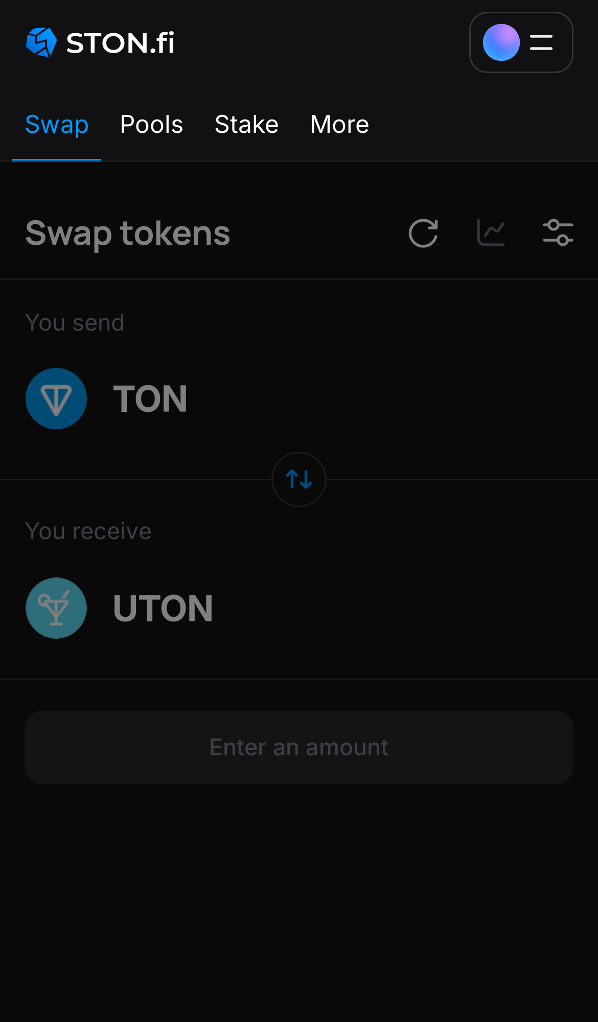 Buka aplikasi STON.fi dan buka tab ‘Swap‘.