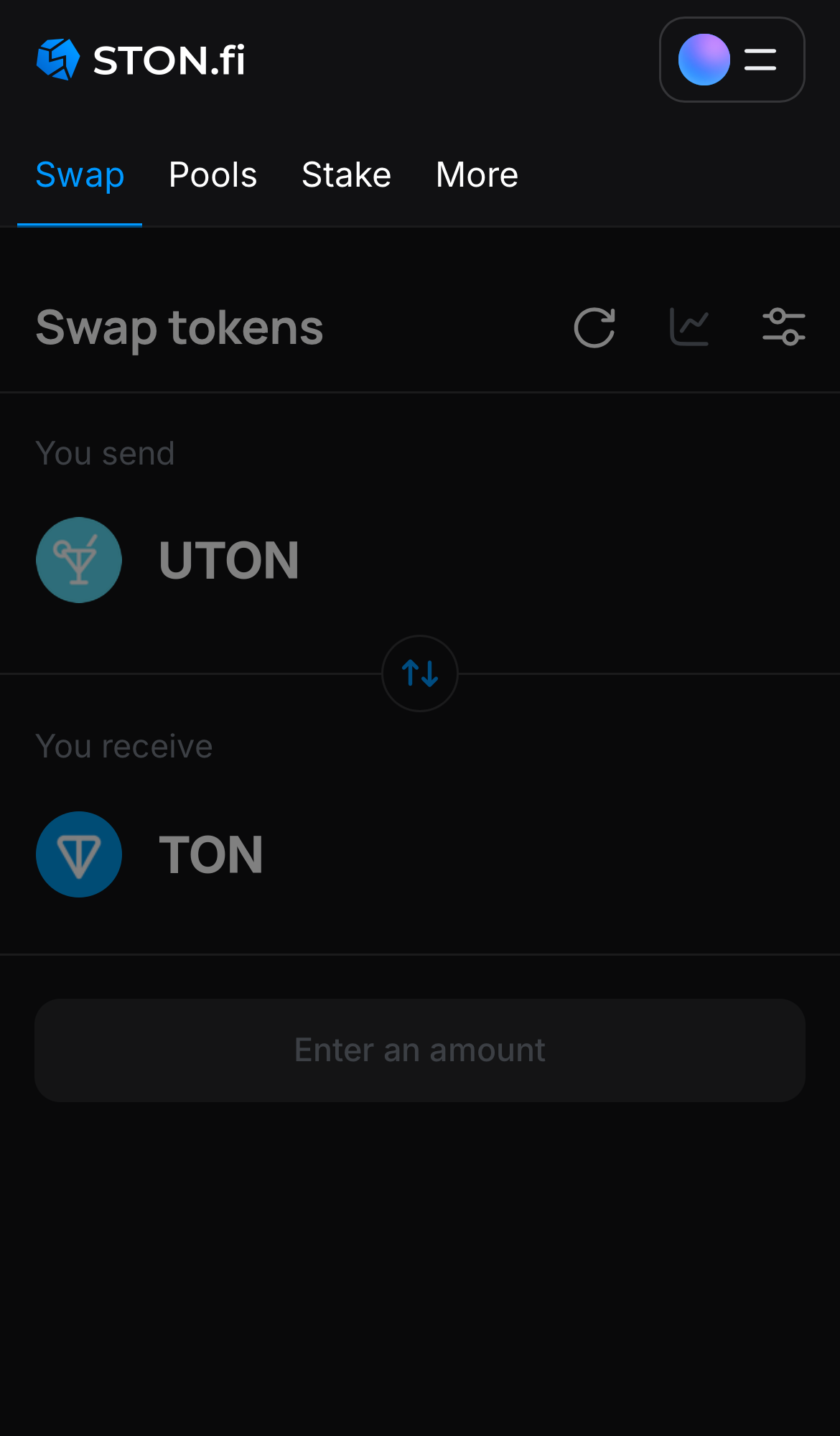 Buka aplikasi STON.fi dan buka tab ‘Swap‘.