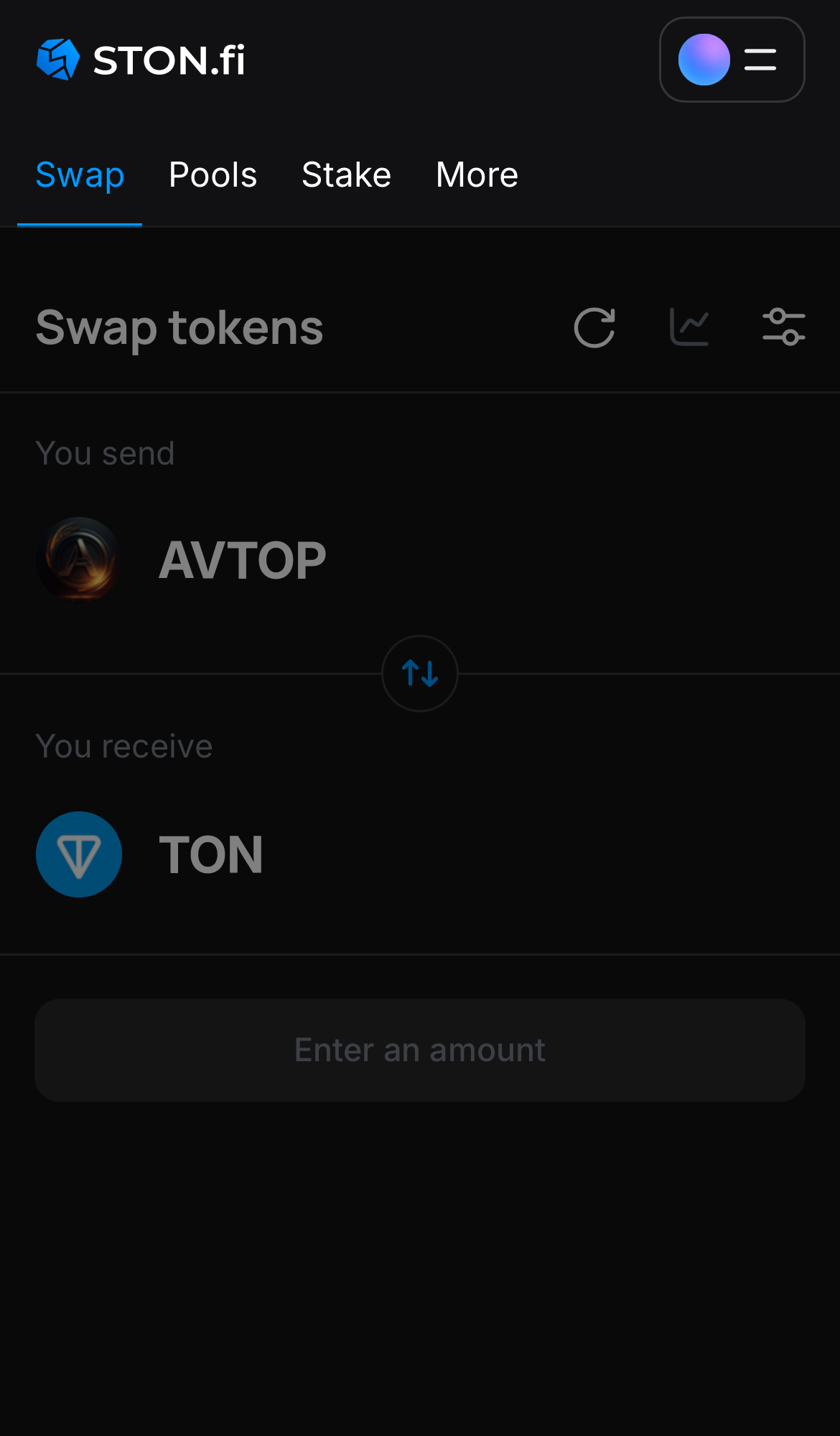 Buka aplikasi STON.fi dan buka tab ‘Swap‘.
