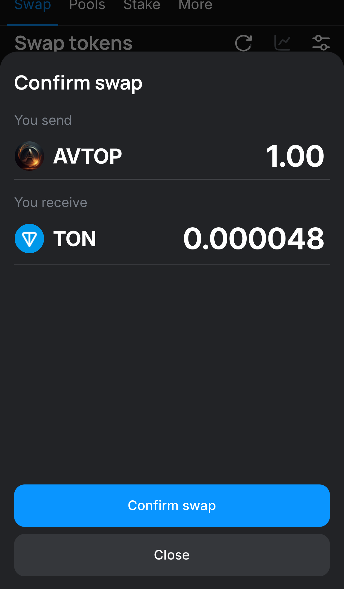 Klik ‘Swap‘, periksa kembali detailnya, dan konfirmasi transaksi dengan mengklik tombol ‘Confirm swap‘.
