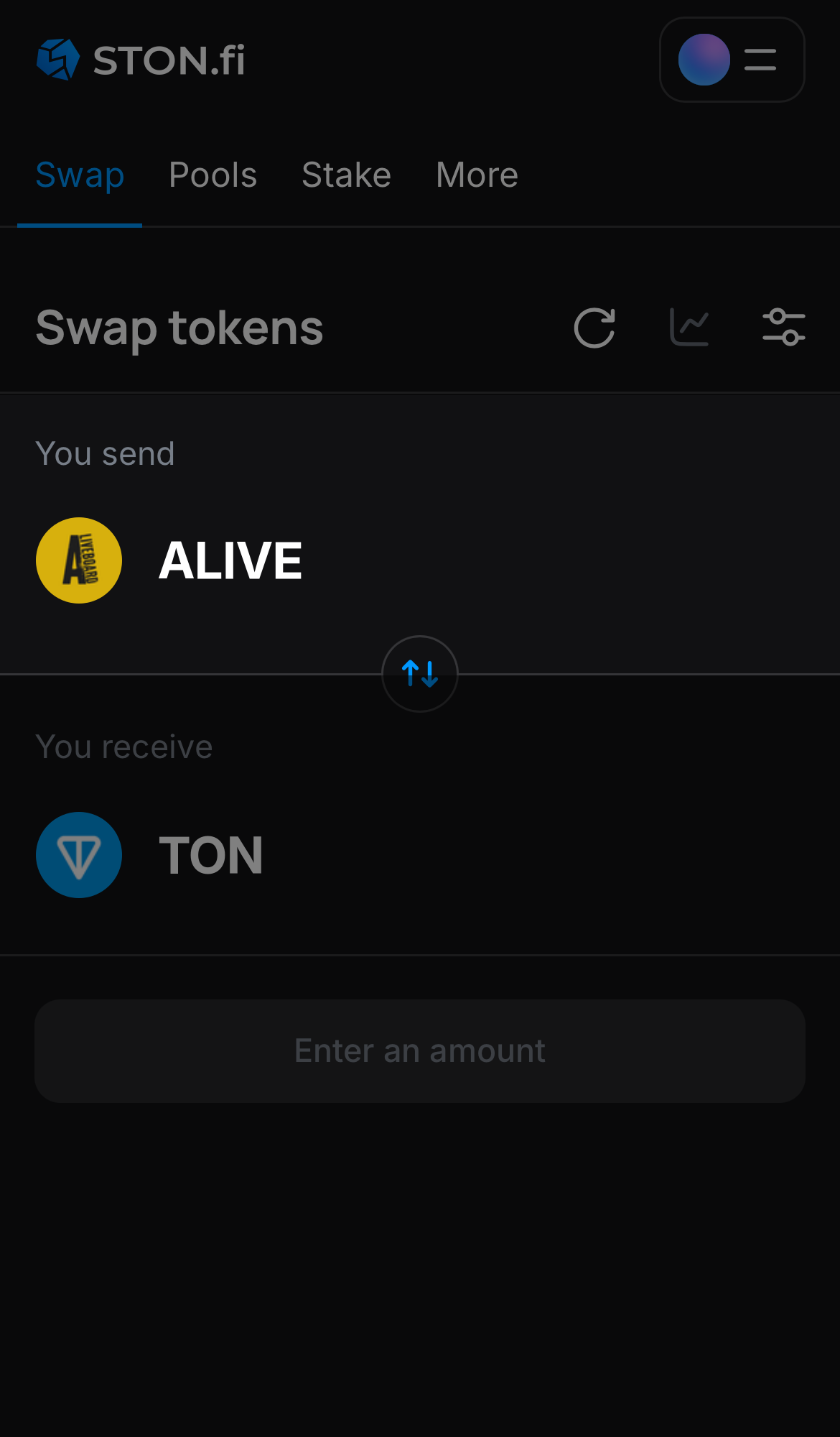 Selecione ALIVE na caixa ‘You send‘.