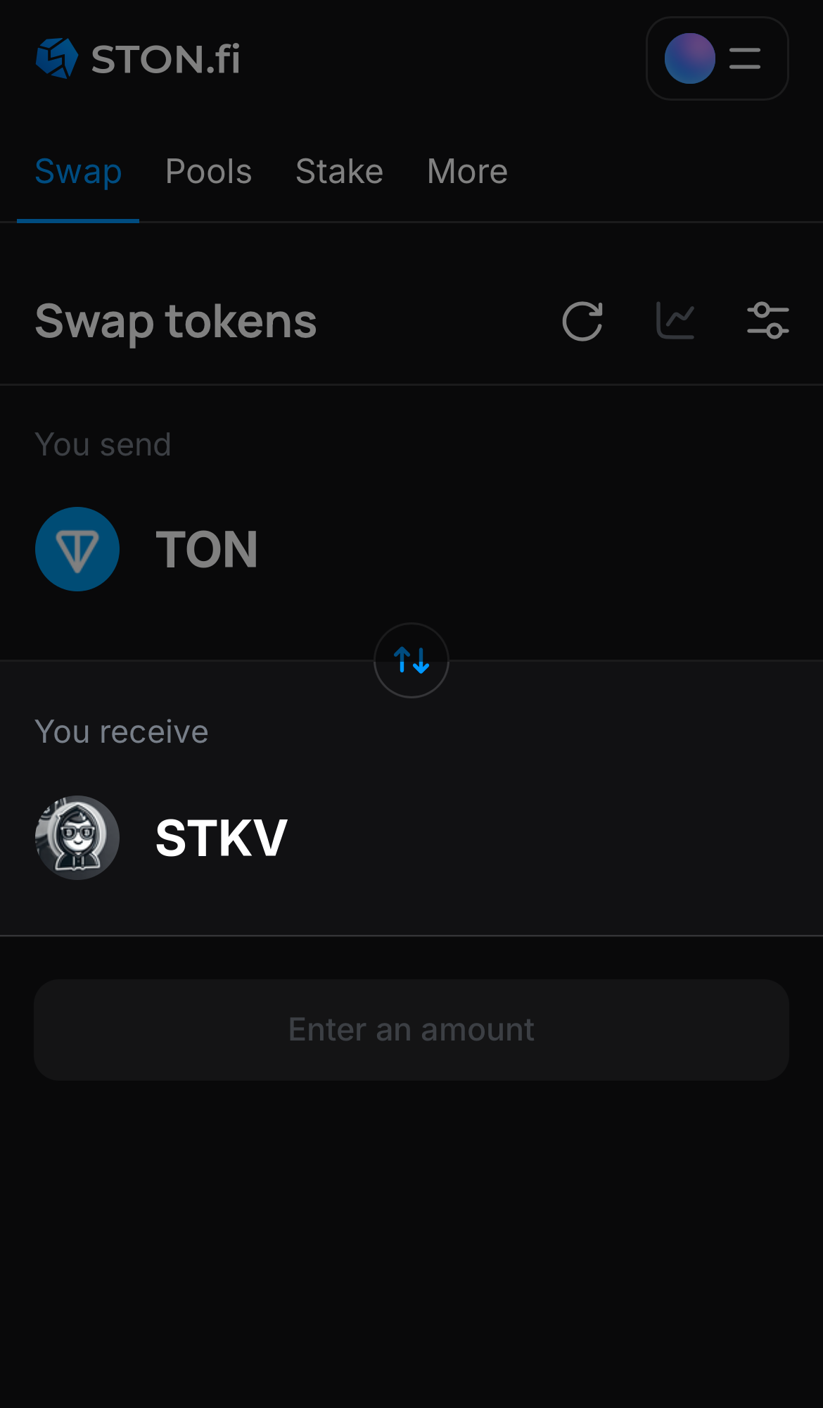 Selecione STKV na caixa ‘You receive‘.