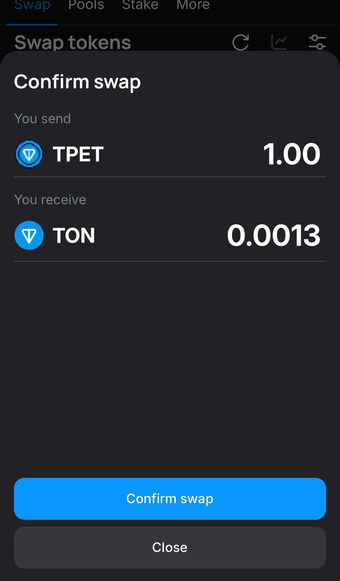 Klik ‘Swap‘, periksa kembali detailnya, dan konfirmasi transaksi dengan mengklik tombol ‘Confirm swap‘.